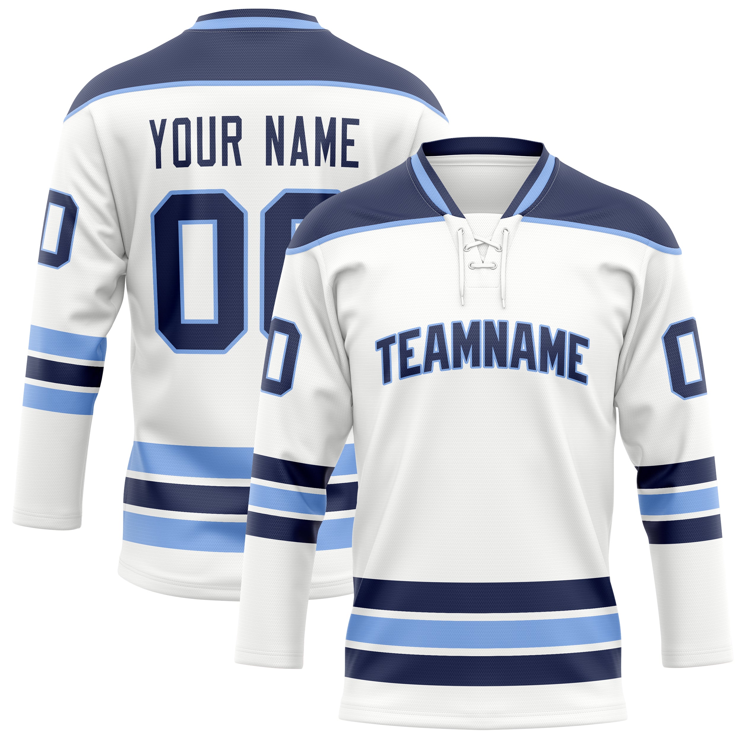 Custom White Navy Solid Colour Hockey Jersey