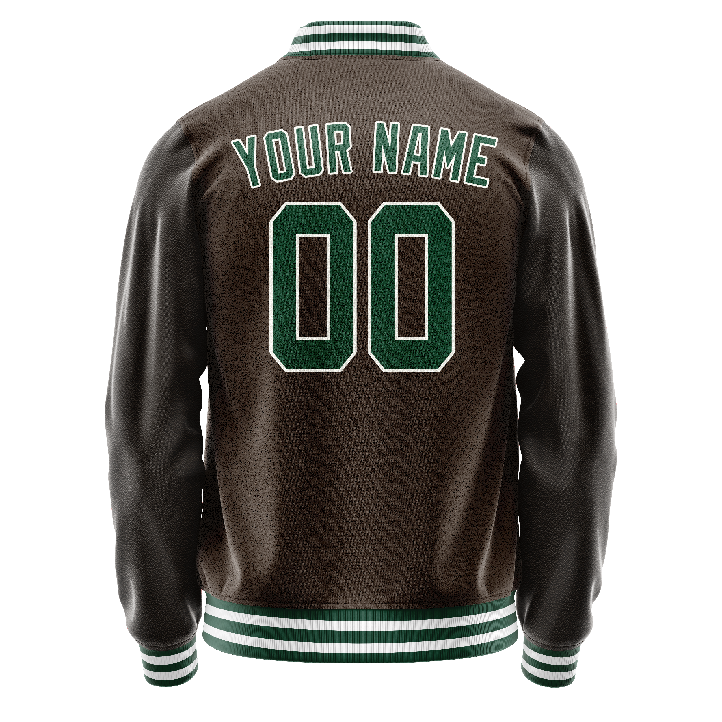 Custom Brown Kelly-Green Solid Color Varsity Letterman Jacket JA02240617XF075
