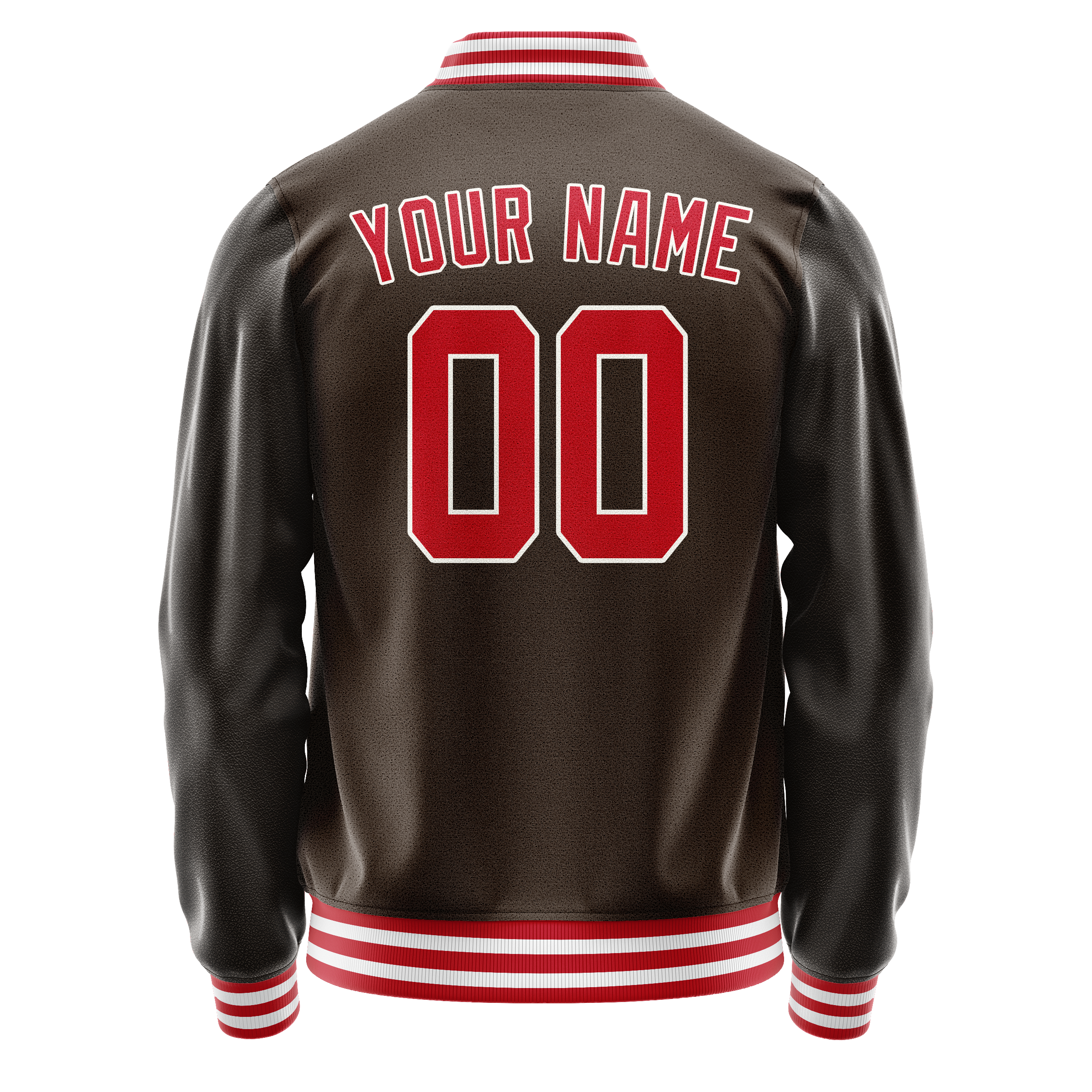 Custom Brown Orange Solid Color Varsity Letterman Jacket JA02240617XF083