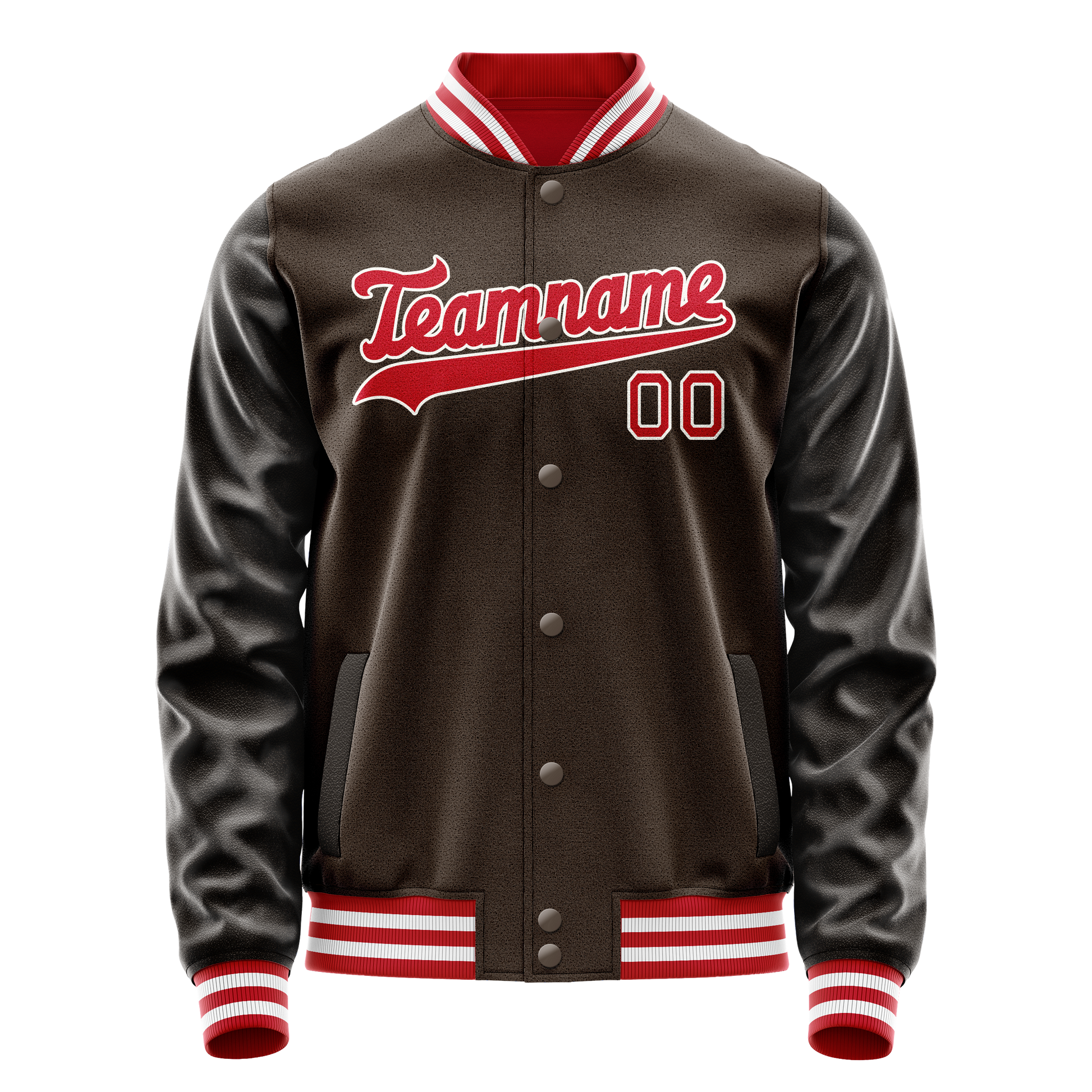 Custom Brown Orange Solid Color Varsity Letterman Jacket JA02240617XF083
