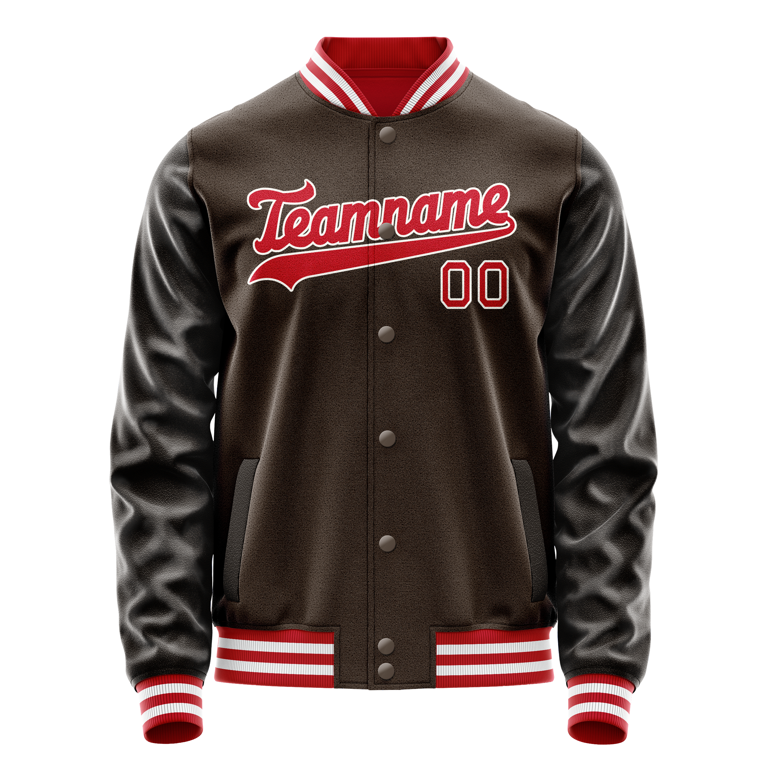 Custom Brown Orange Solid Color Varsity Letterman Jacket JA02240617XF083