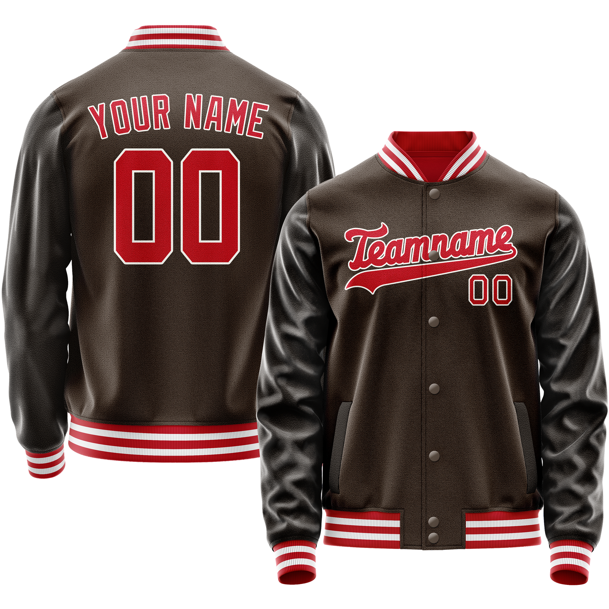 Custom Brown Orange Solid Color Varsity Letterman Jacket JA02240617XF083