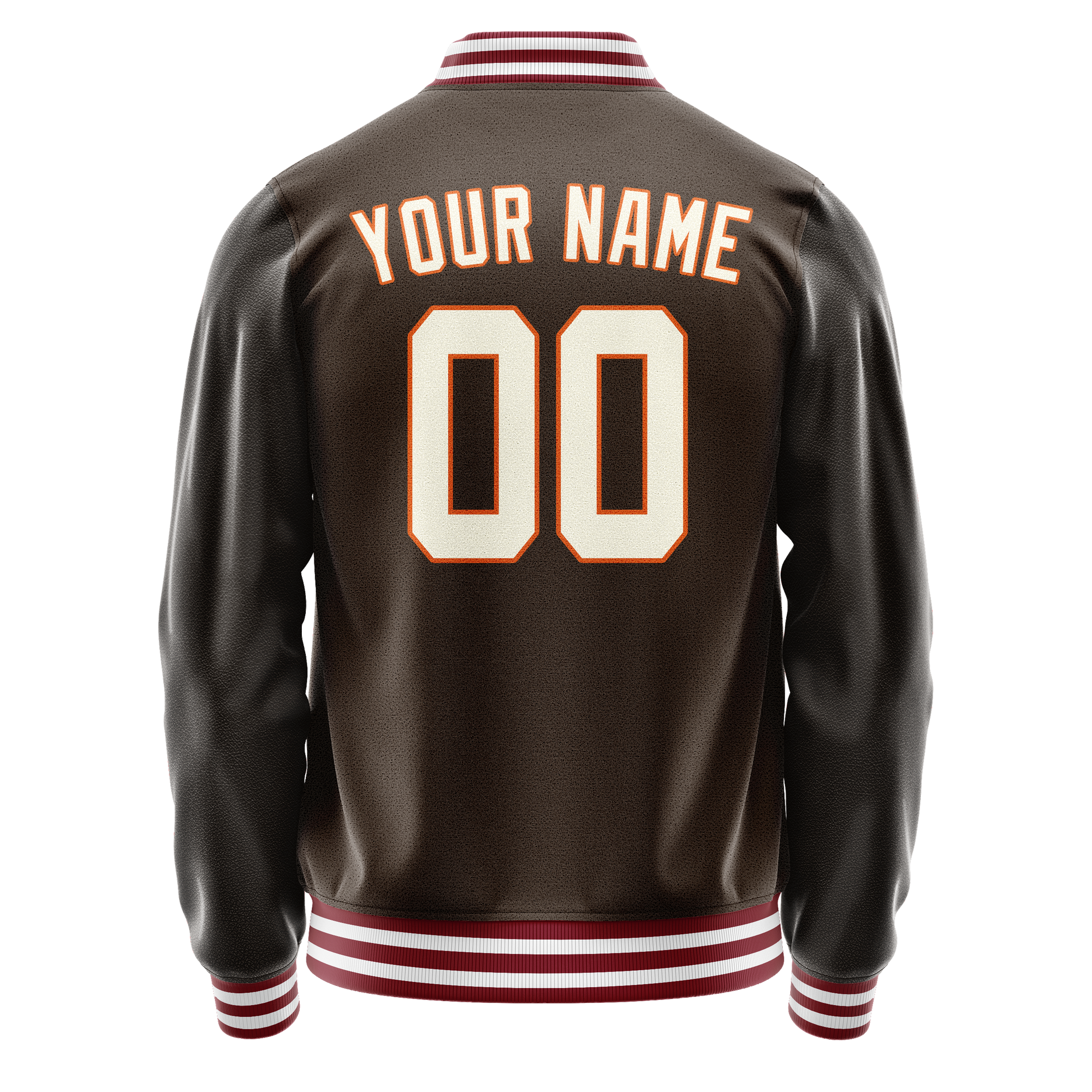 Custom Brown Gray Solid Color Varsity Letterman Jacket JA02240617XF068