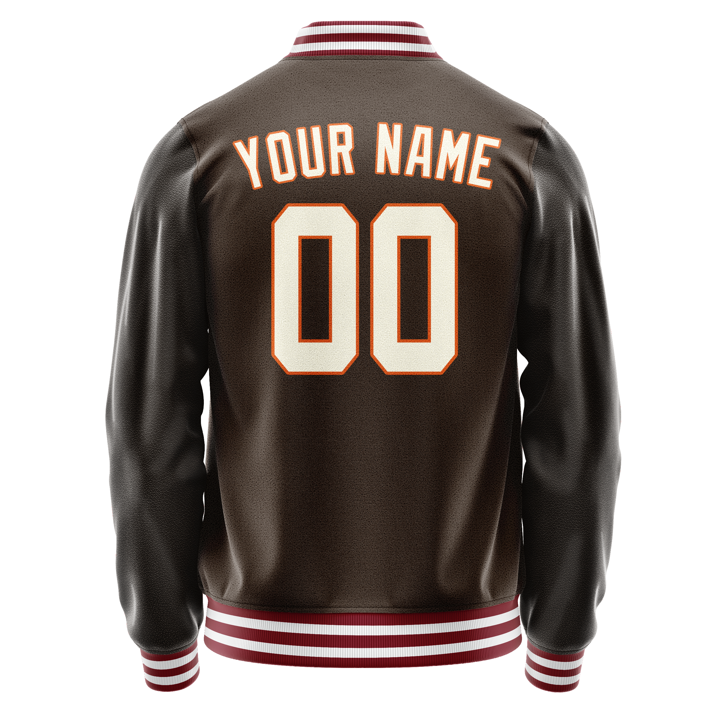 Custom Brown Gray Solid Color Varsity Letterman Jacket JA02240617XF068