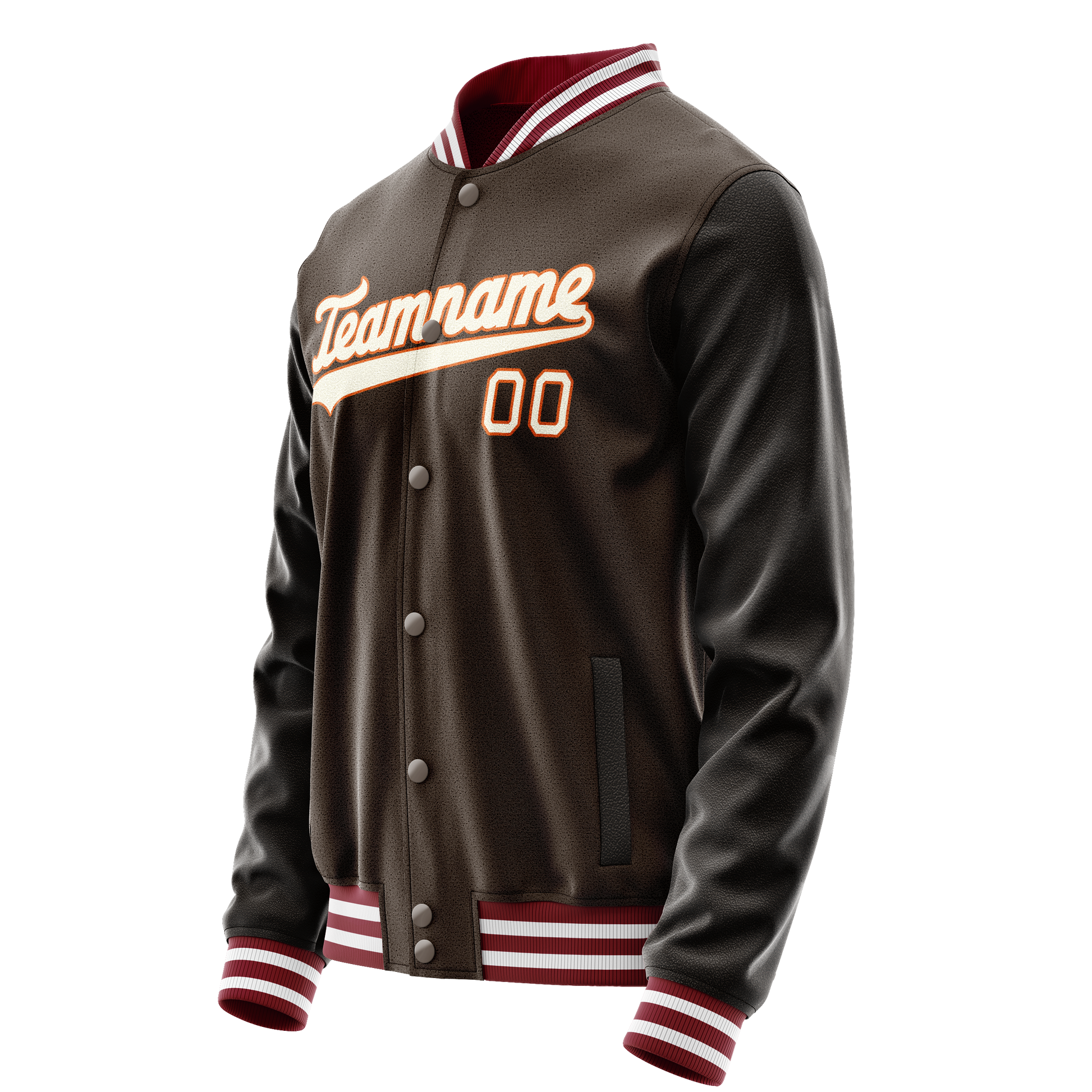 Custom Brown Gray Solid Color Varsity Letterman Jacket JA02240617XF068