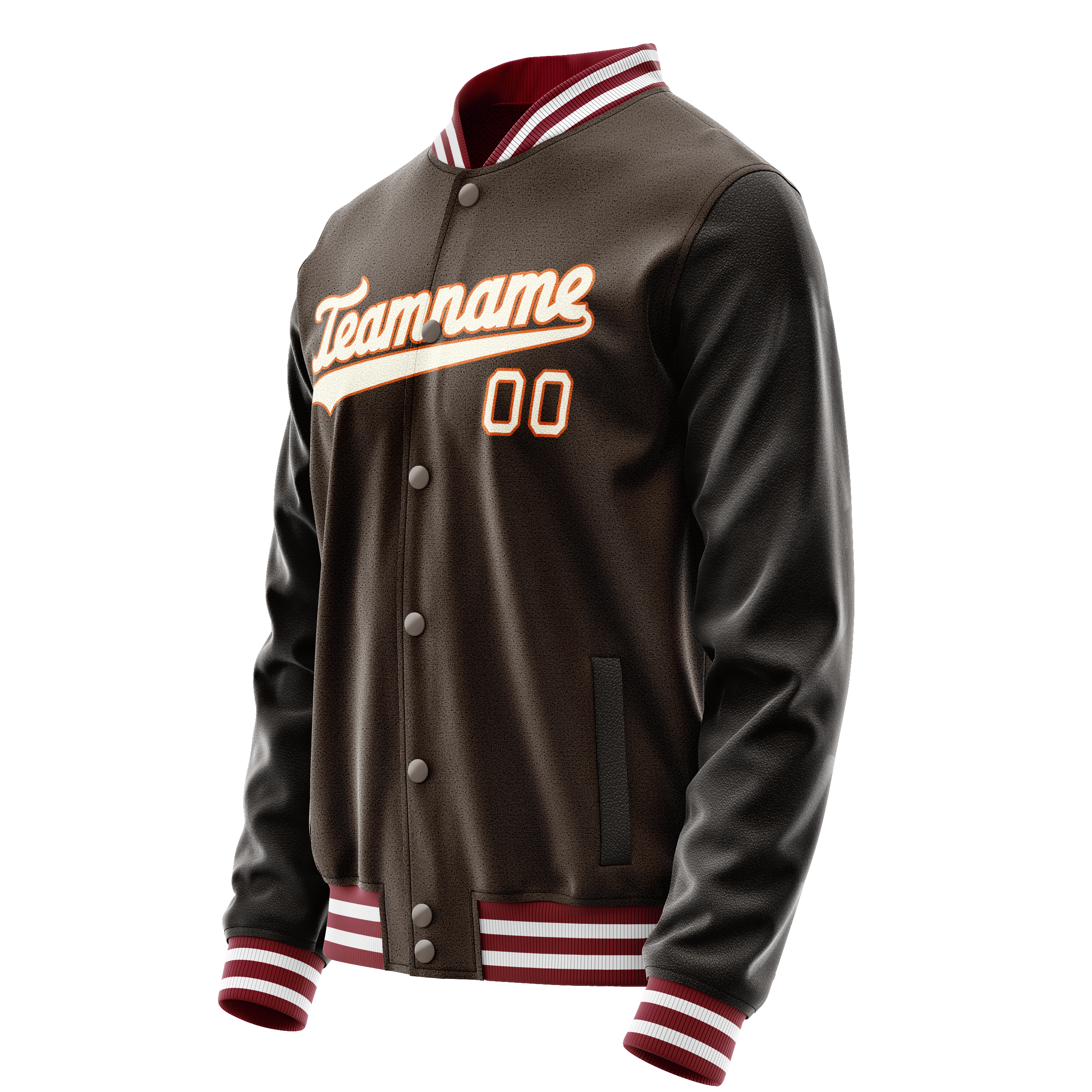 Custom Brown Gray Solid Color Varsity Letterman Jacket JA02240617XF068