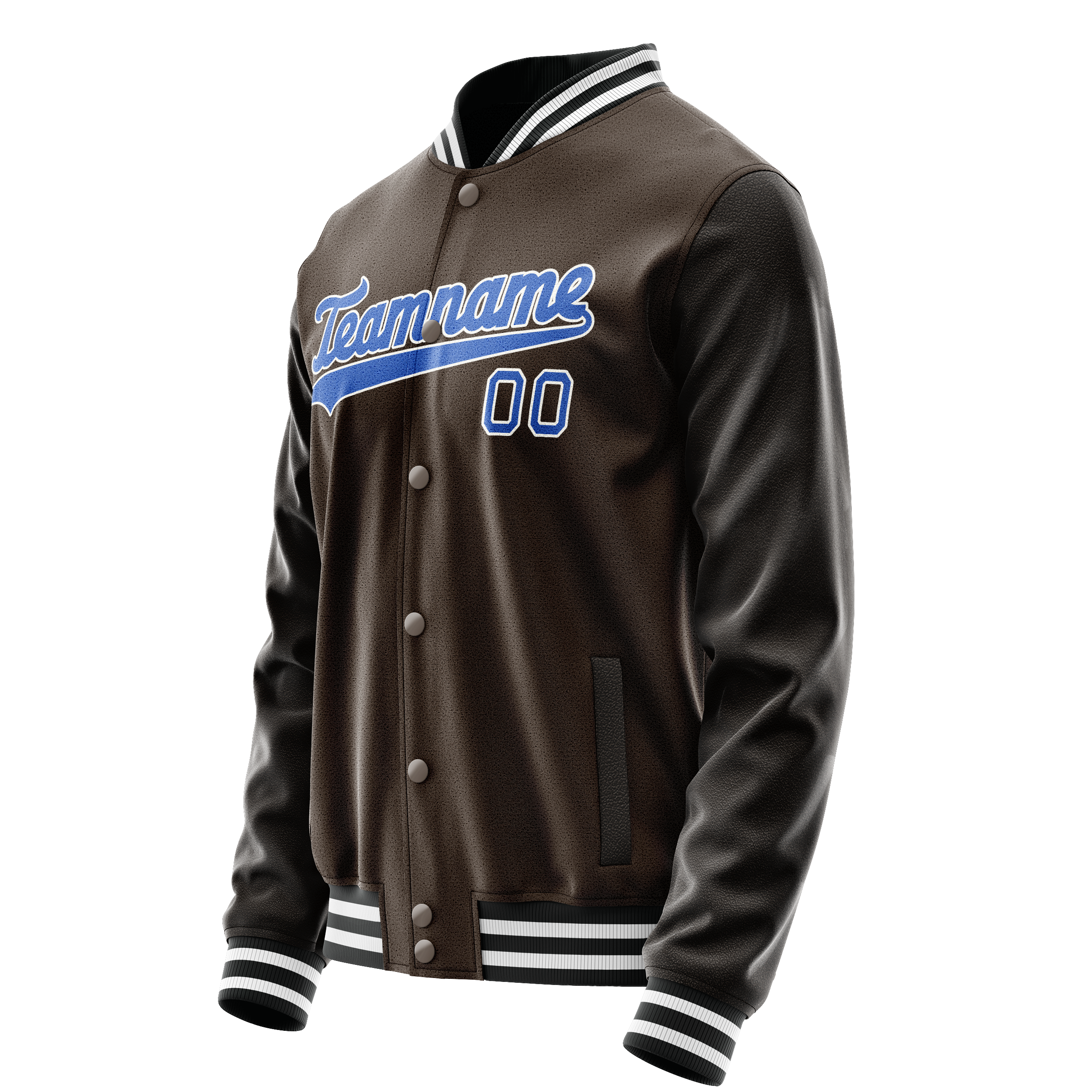 Custom Brown Light-Blue Solid Color Varsity Letterman Jacket JA02240617XF073