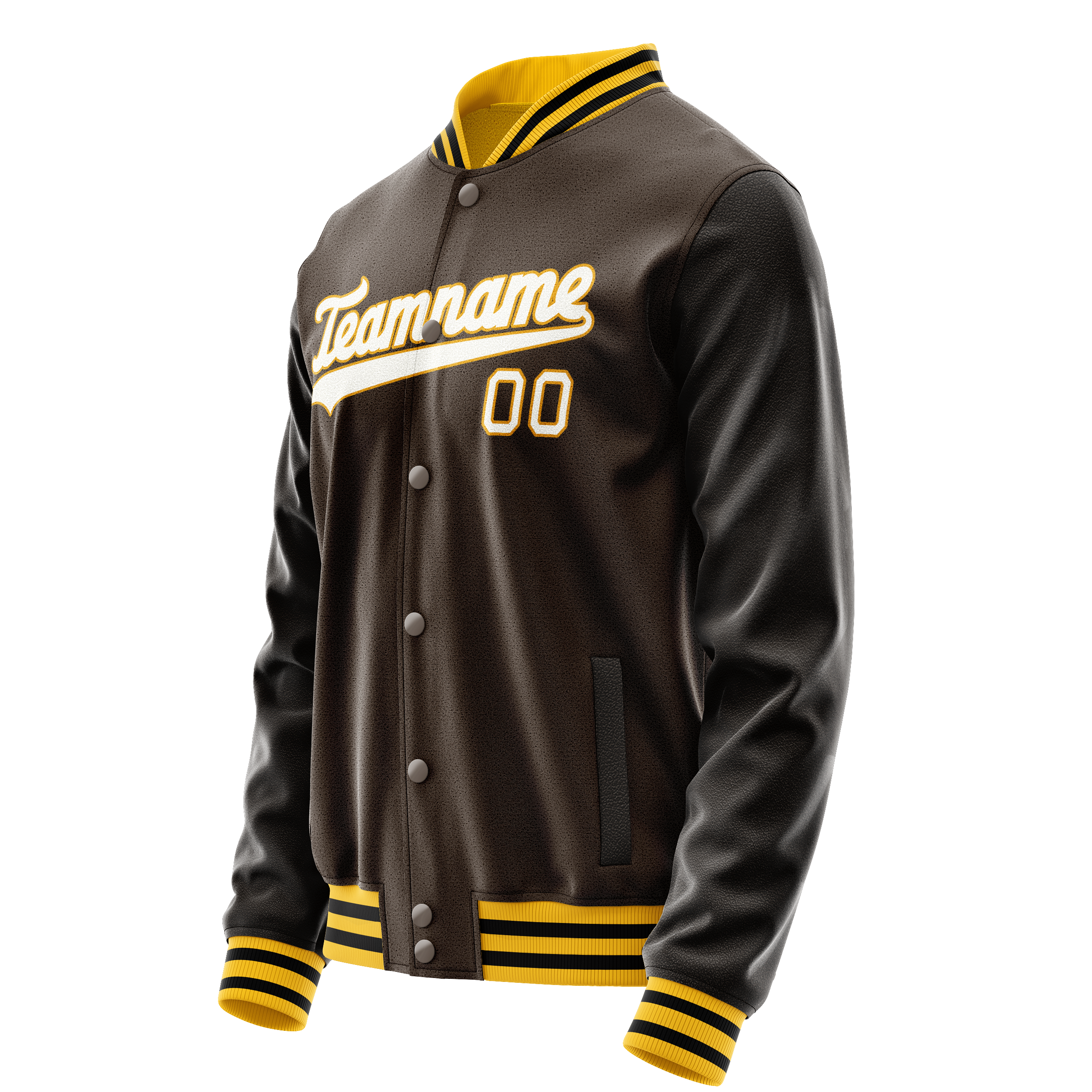 Custom Brown White Solid Color Varsity Letterman Jacket JA02240617XF064