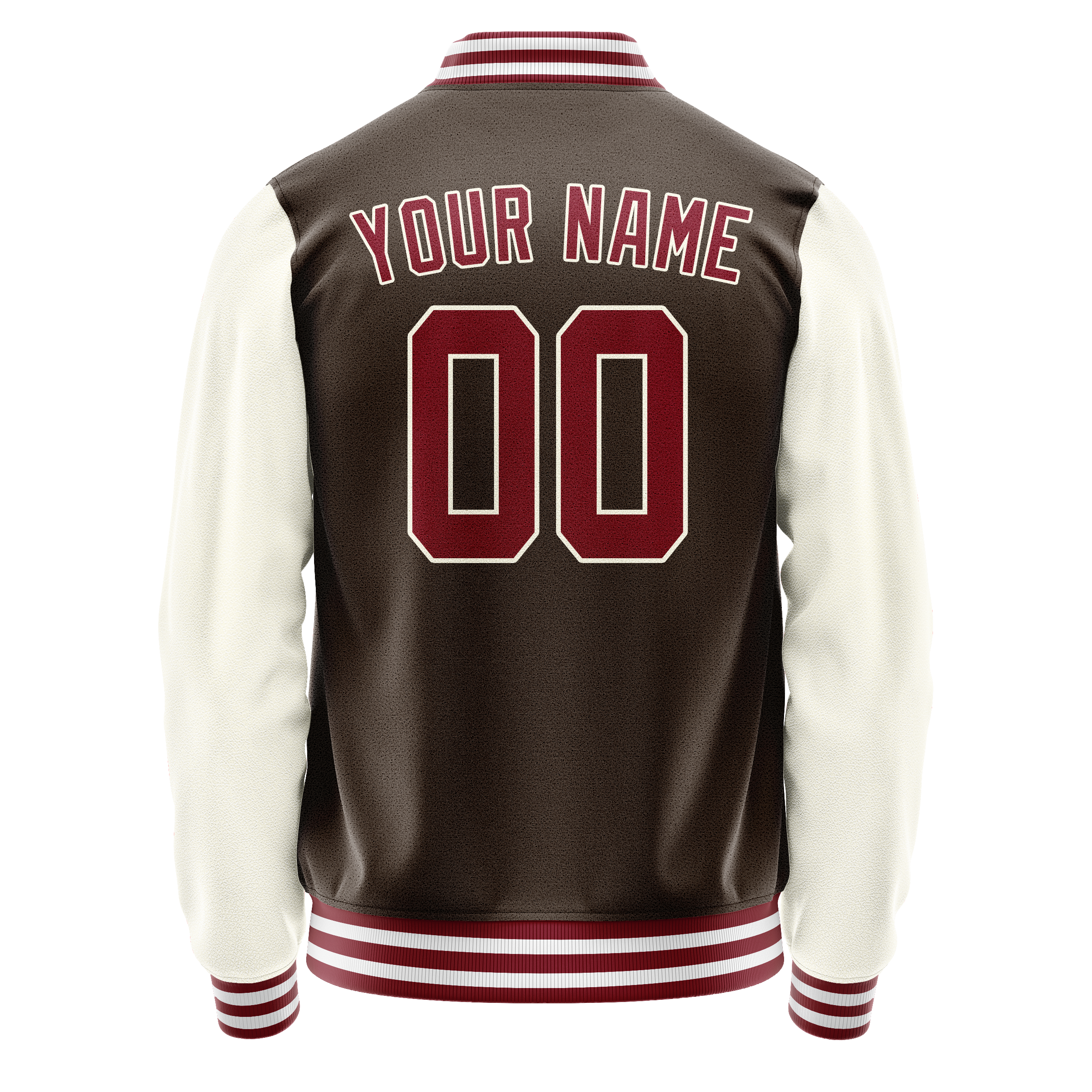 Custom Brown Cream Solid Color Varsity Letterman Jacket JA02240617XF082