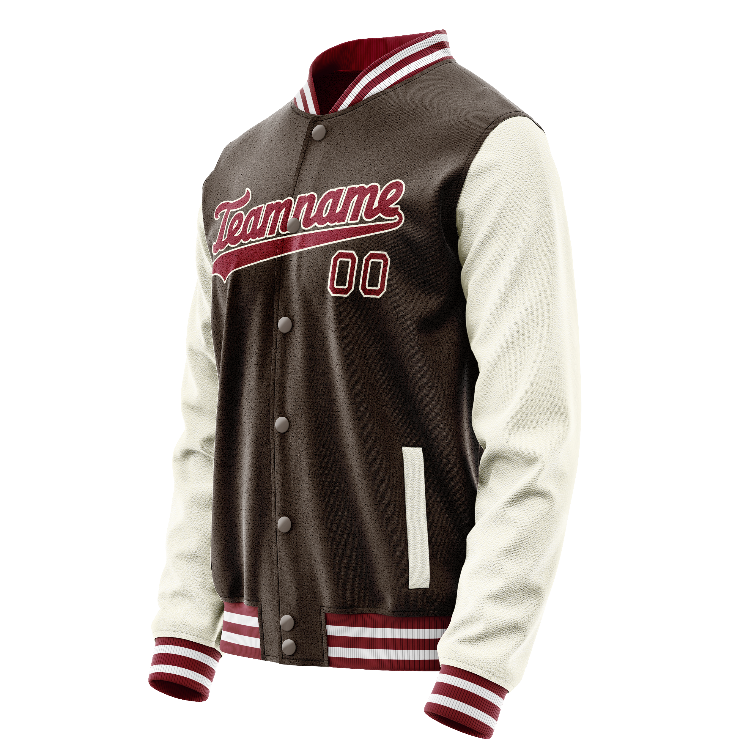 Custom Brown Cream Solid Color Varsity Letterman Jacket JA02240617XF082