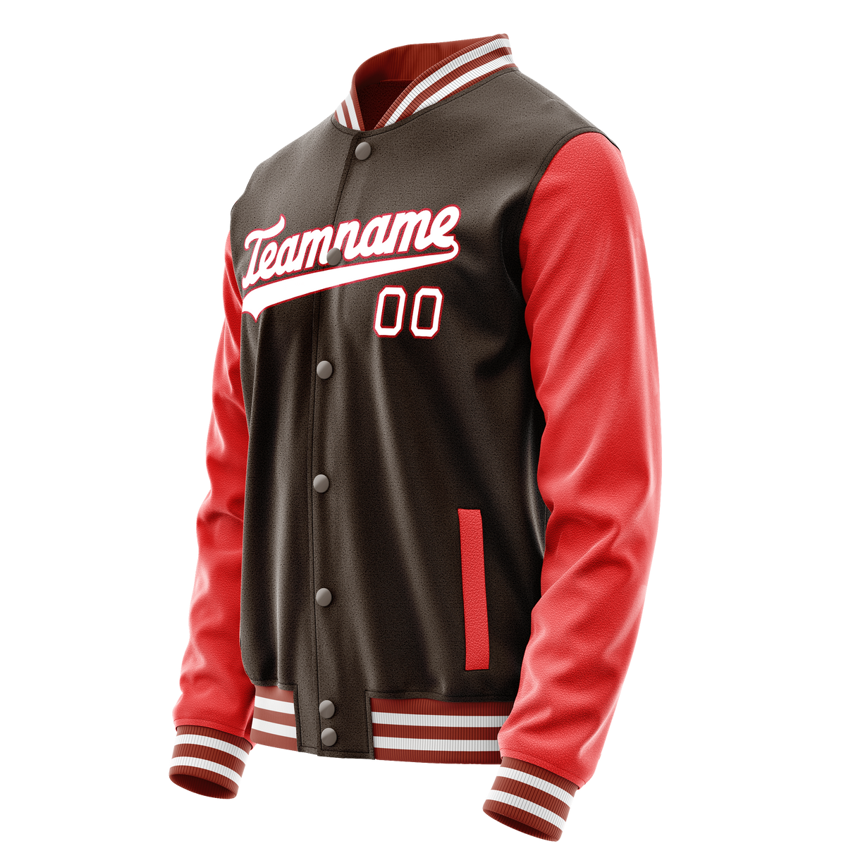 Custom Brown Texas-Orange Solid Color Varsity Letterman Jacket JA02240617XF061