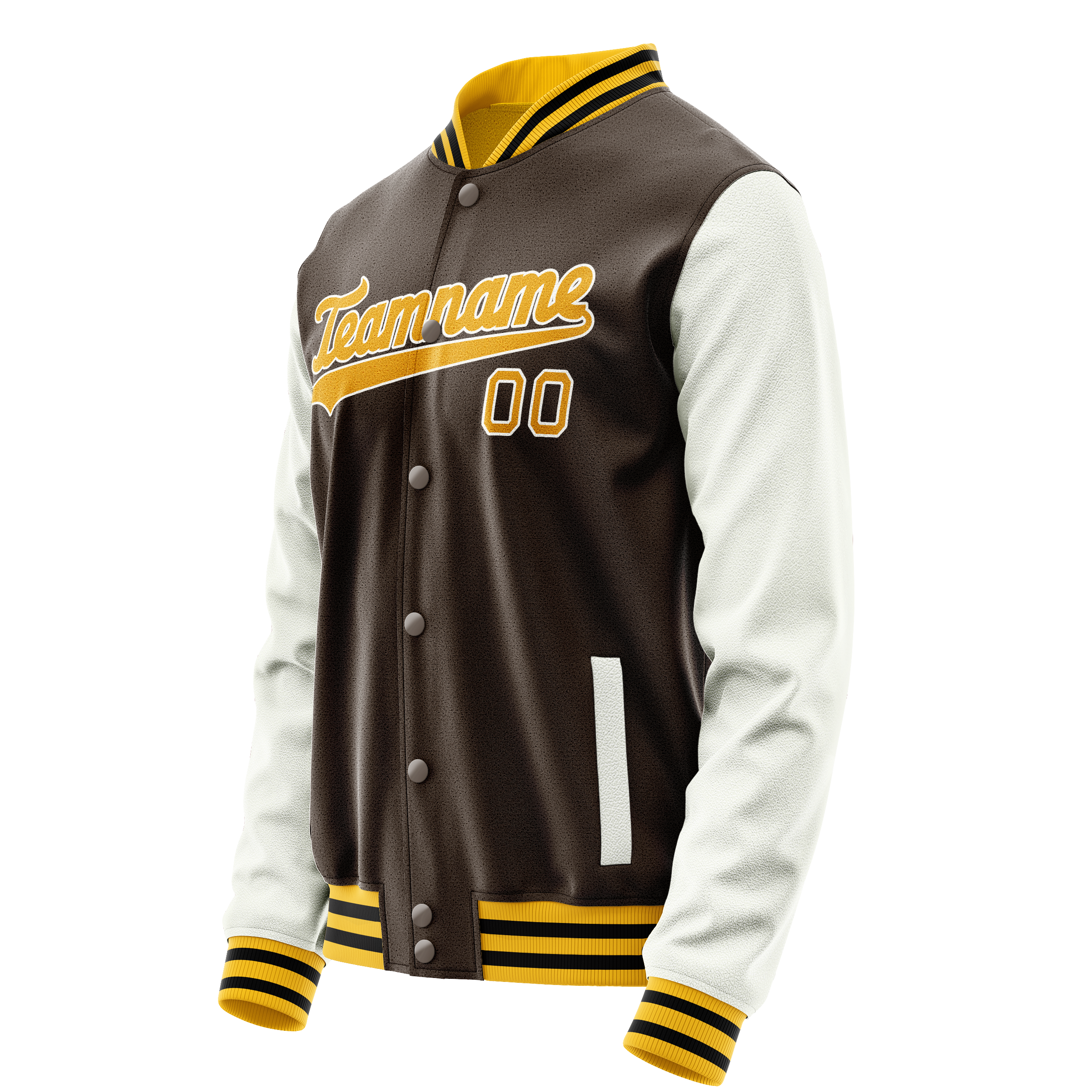 Custom Brown White Solid Color Varsity Letterman Jacket JA02240617XF063