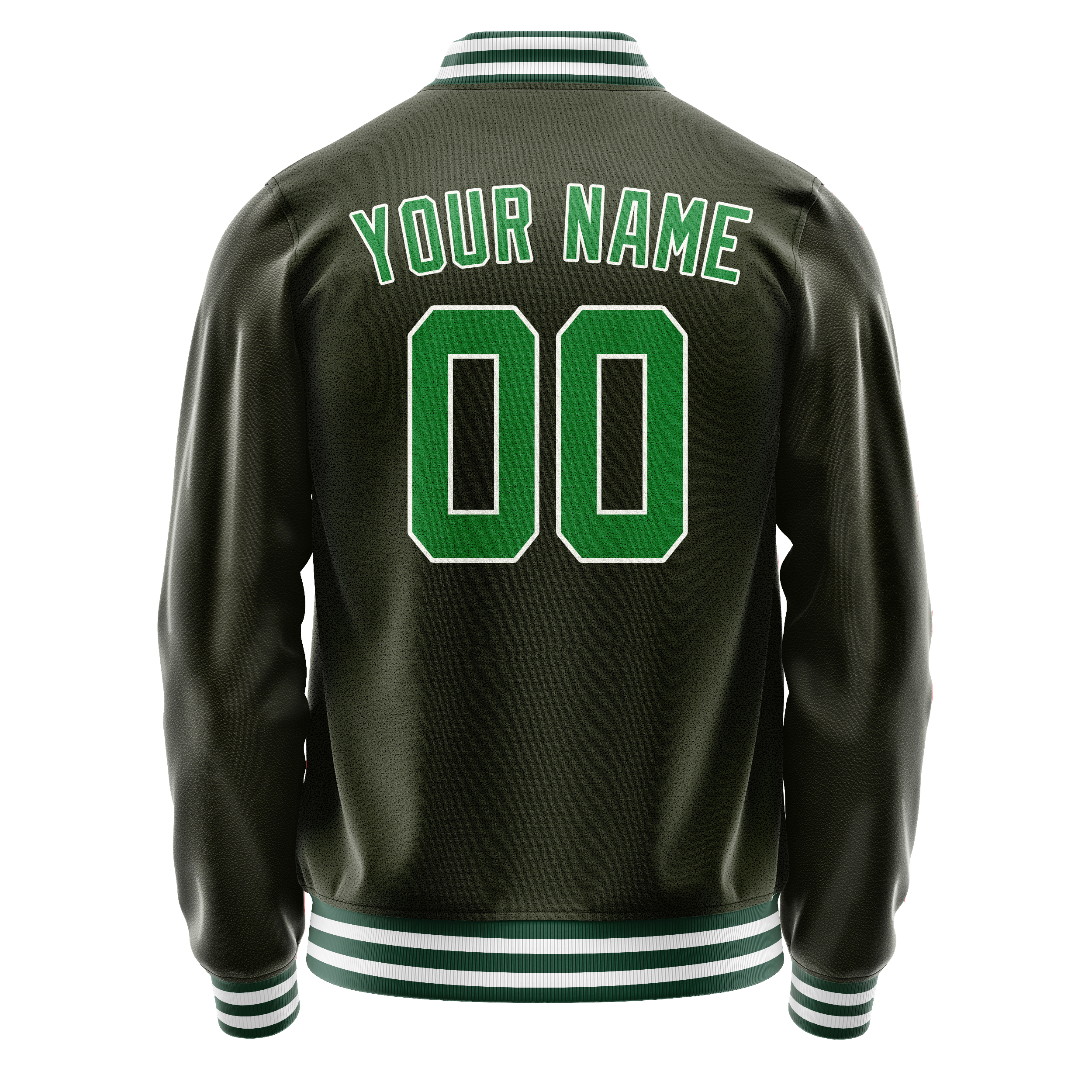 Custom Olive Neon-Green Solid Color Varsity Letterman Jacket JA02240617LH313