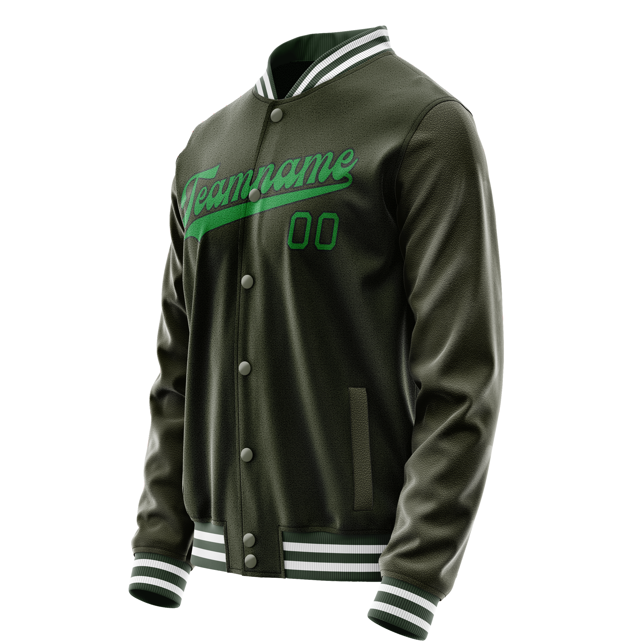 Custom Olive Neon-Green Solid Color Varsity Letterman Jacket JA02240617LH317
