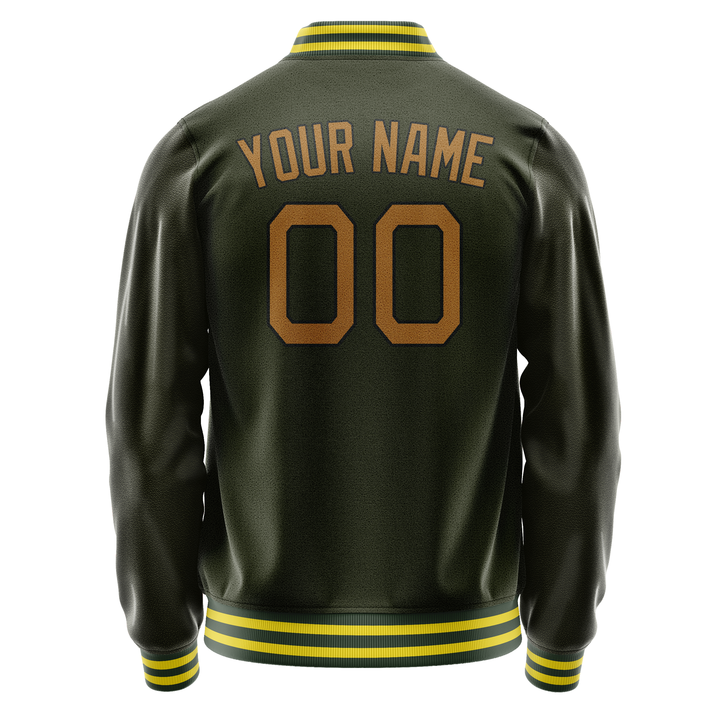 Custom Olive Brown Solid Color Varsity Letterman Jacket JA02240617LH298