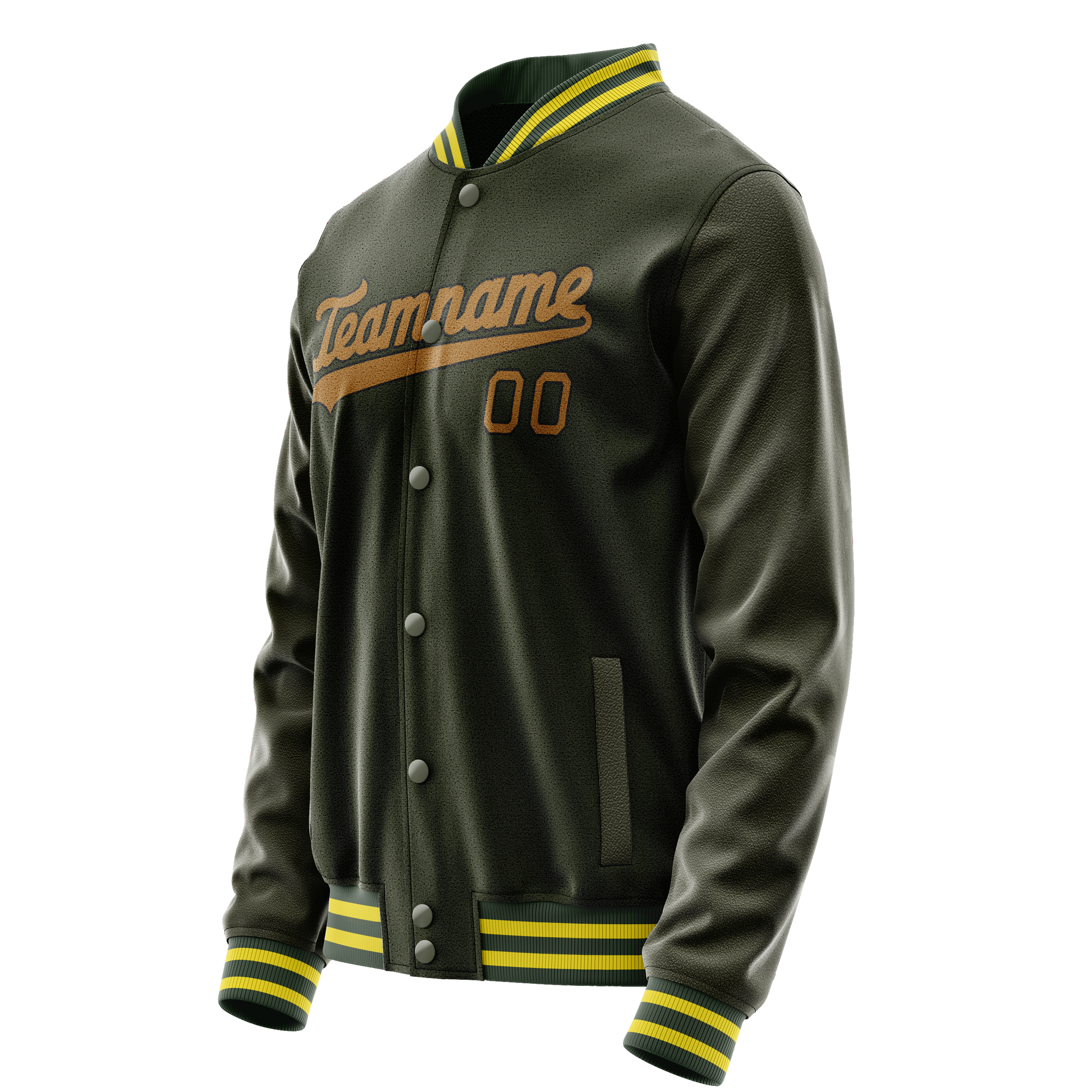 Custom Olive Brown Solid Color Varsity Letterman Jacket JA02240617LH298