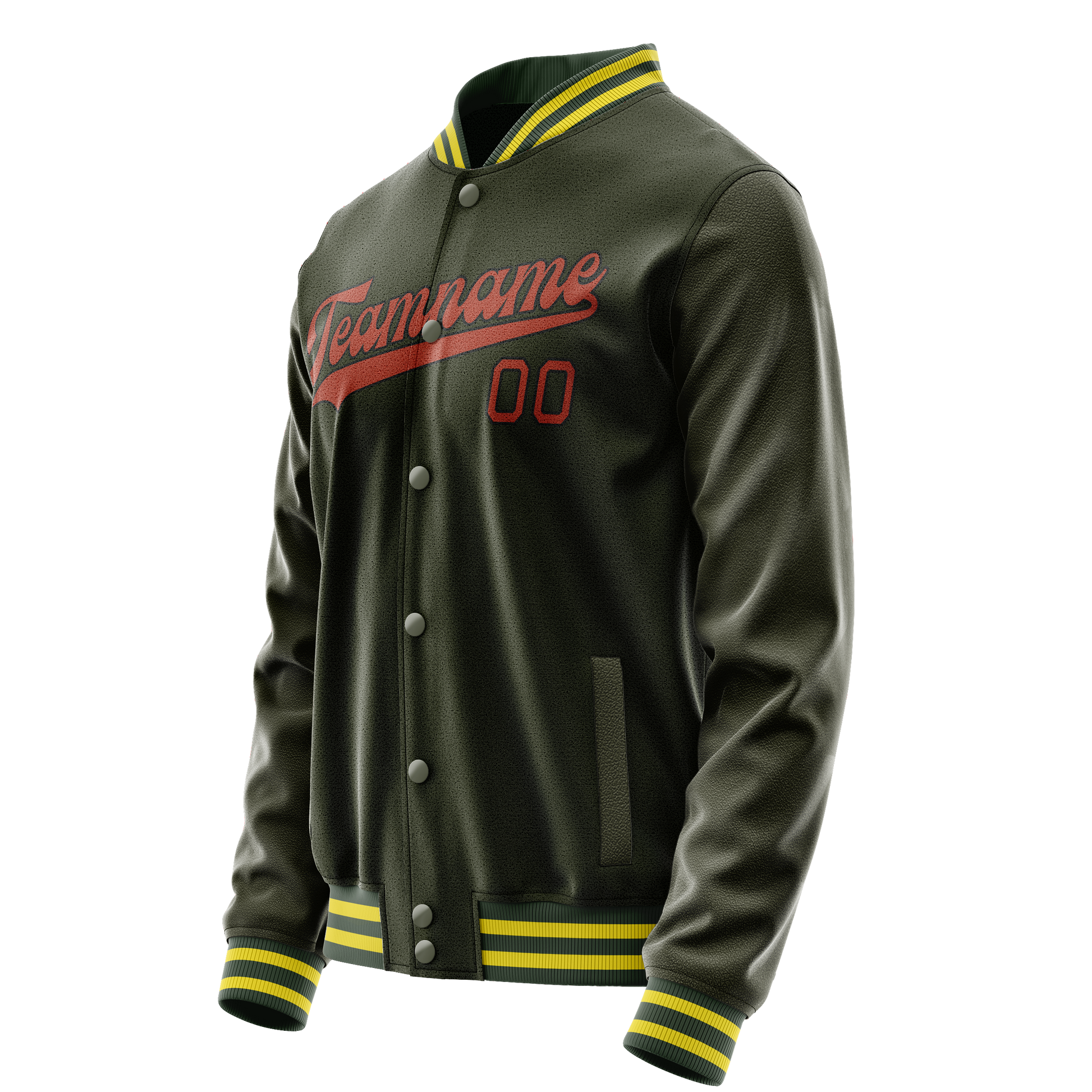Custom Olive Orange Solid Color Varsity Letterman Jacket JA02240617LH316