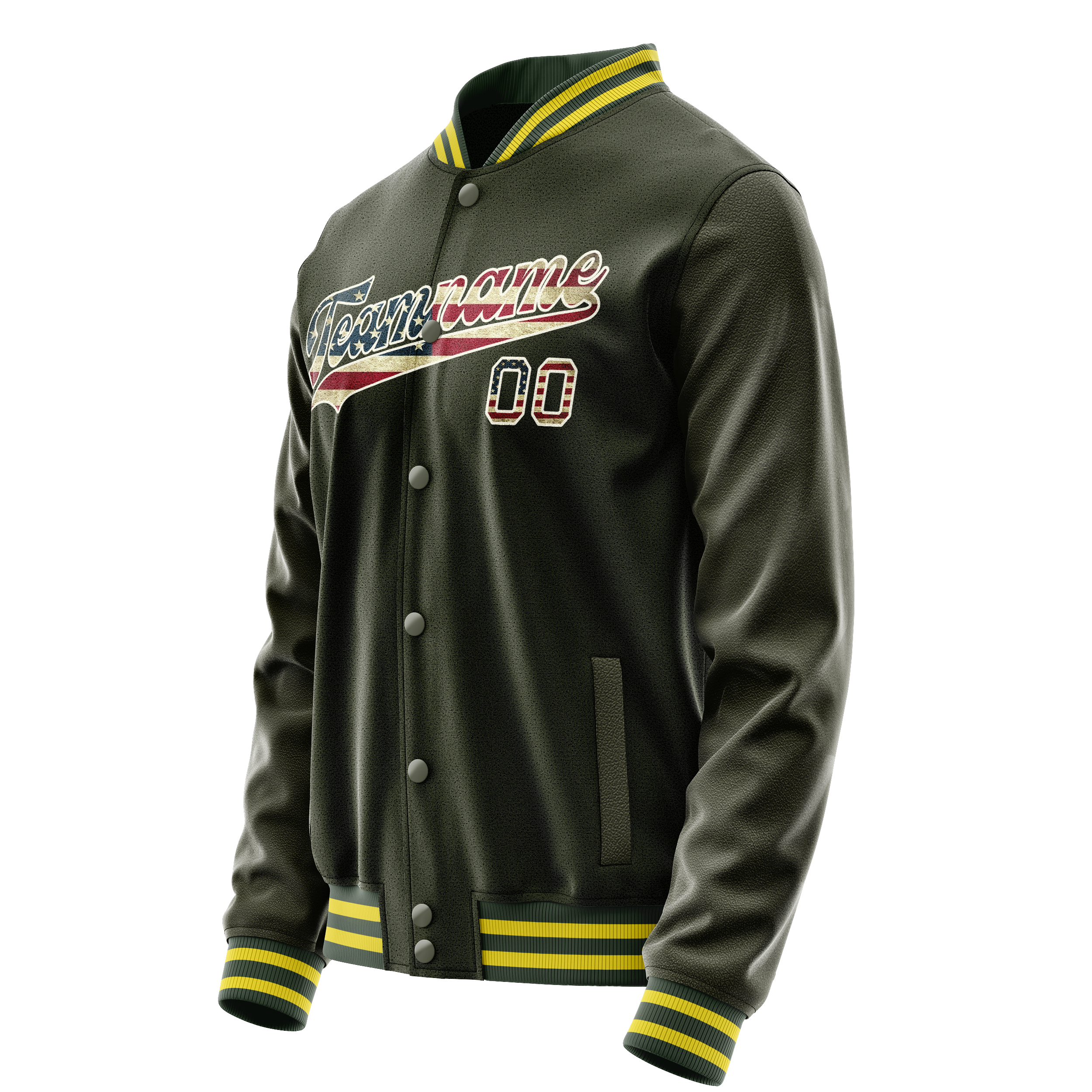 Custom Olive Cream Vintage Usa Flag Varsity Letterman Jacket JA02240617LH326