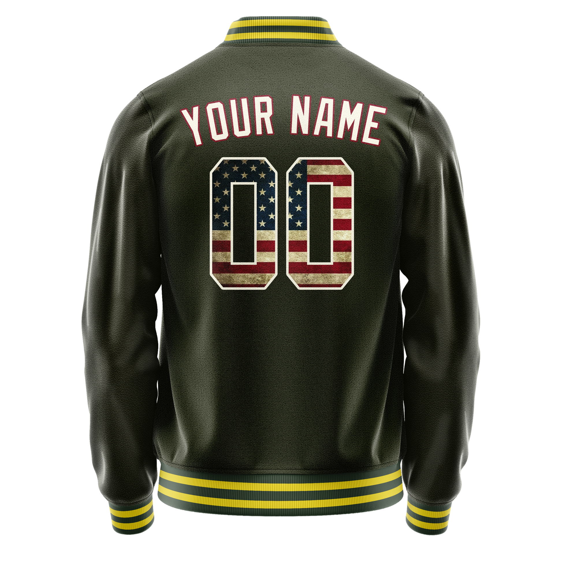 Custom Olive Cream Vintage Usa Flag Varsity Letterman Jacket JA02240617LH323