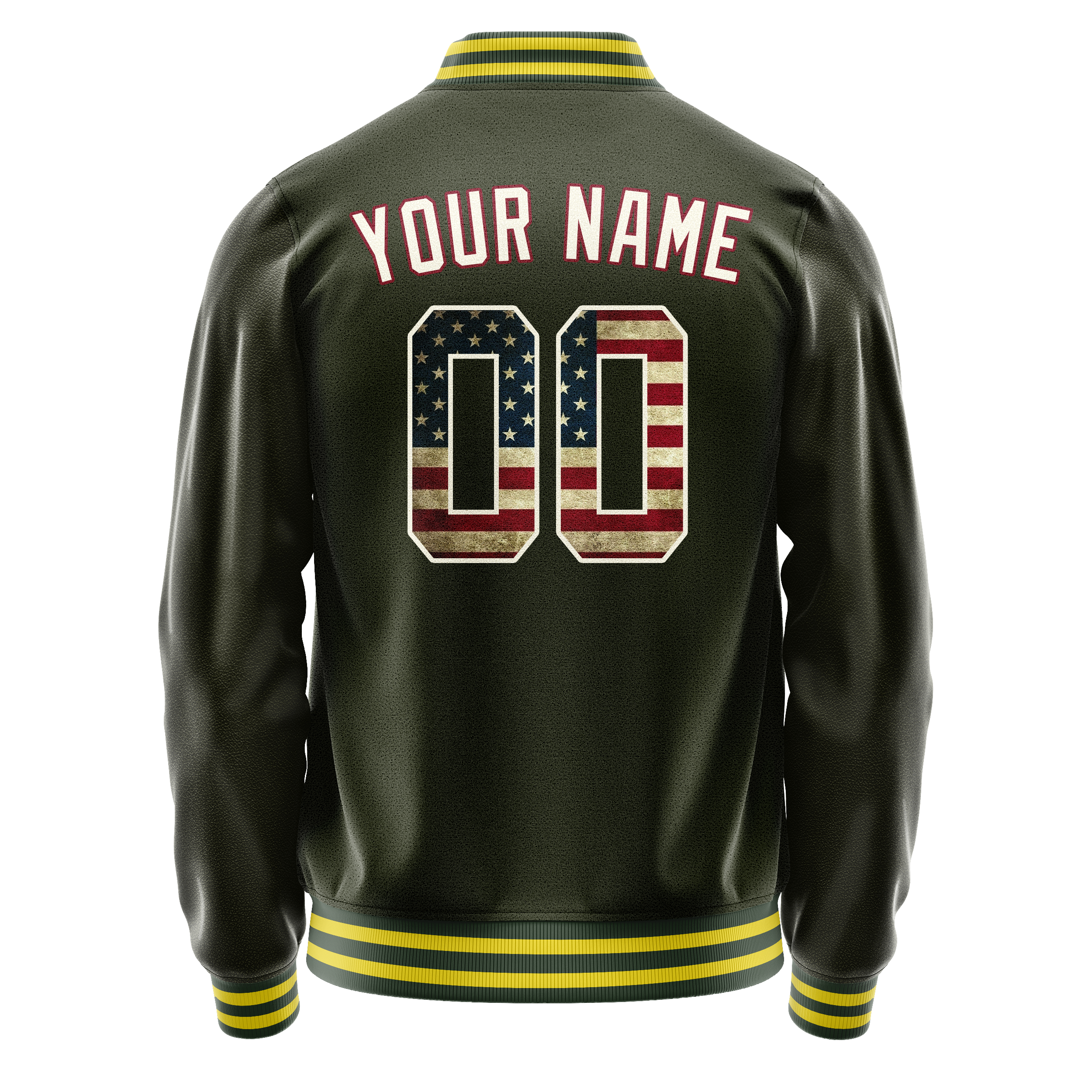 Custom Olive Cream Vintage Usa Flag Varsity Letterman Jacket JA02240617LH323