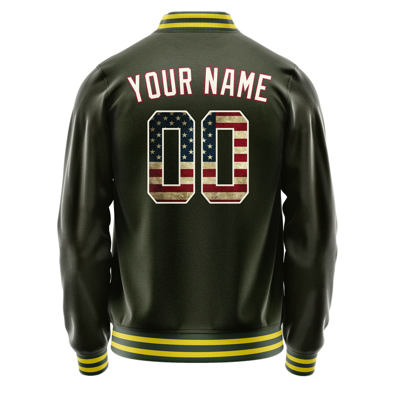 Custom Olive Cream Vintage Usa Flag Varsity Letterman Jacket JA02240617LH323