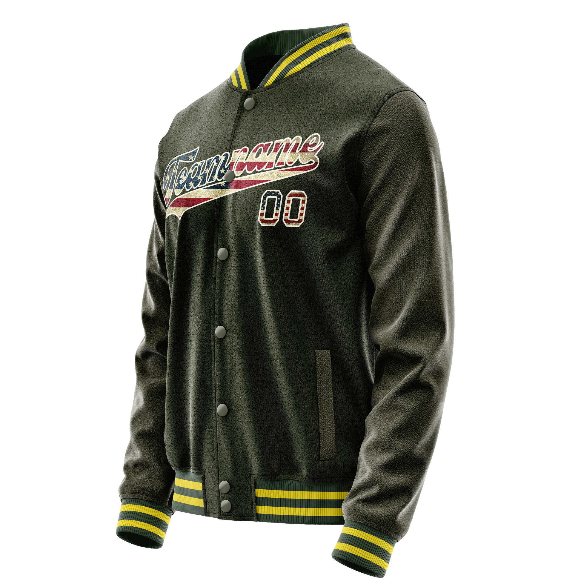 Custom Olive Cream Vintage Usa Flag Varsity Letterman Jacket JA02240617LH323