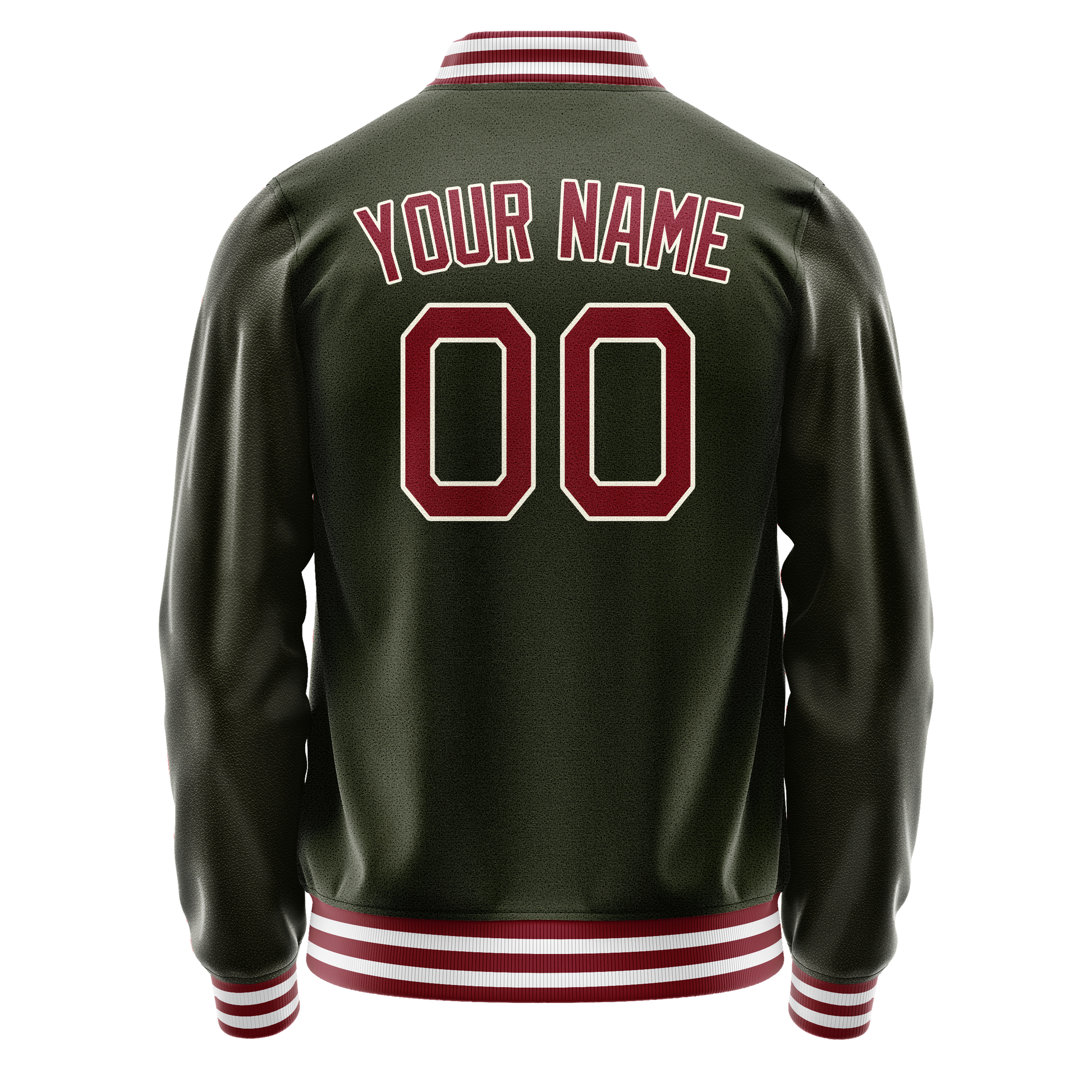 Custom Olive Red Solid Color Varsity Letterman Jacket JA02240617LH303