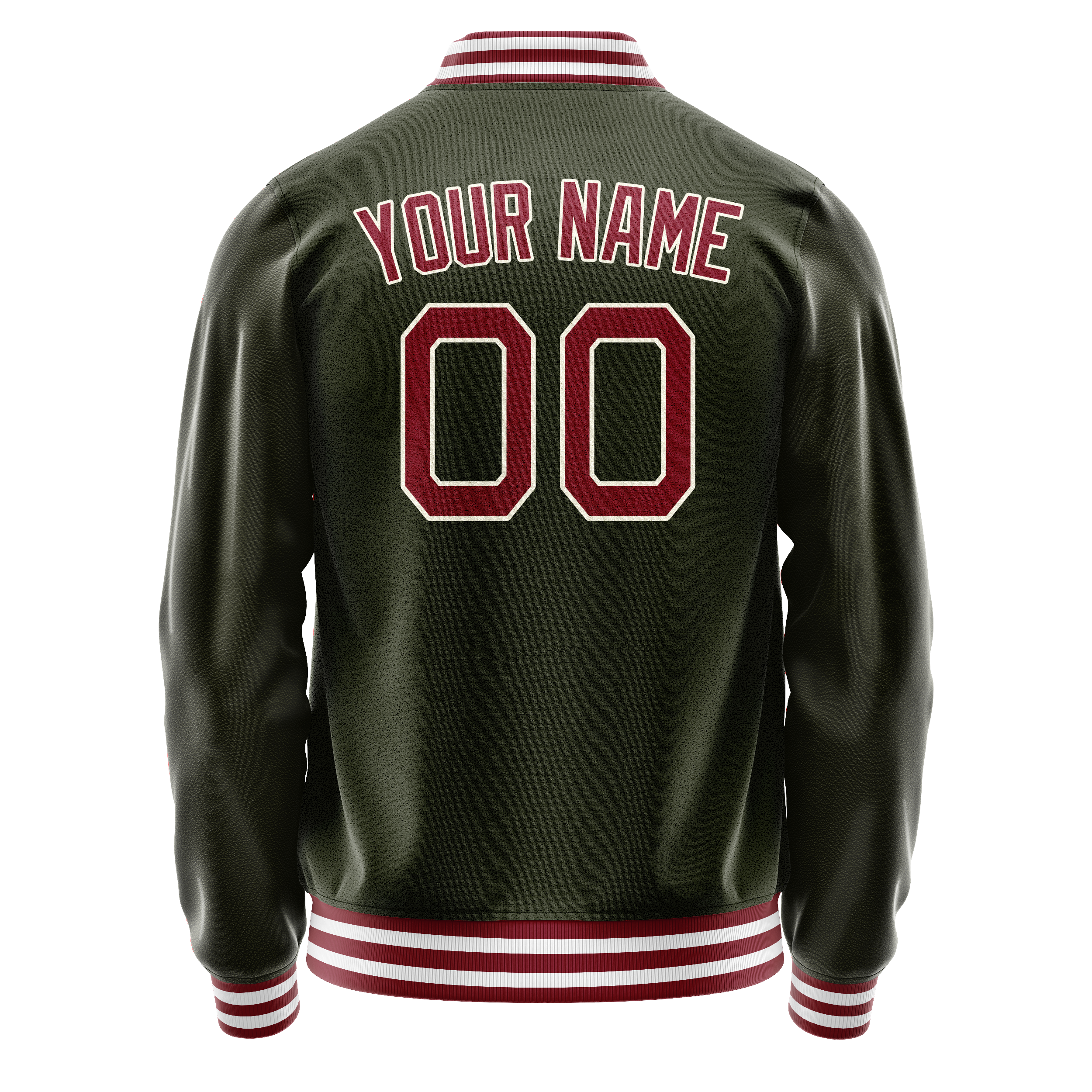 Custom Olive Red Solid Color Varsity Letterman Jacket JA02240617LH303