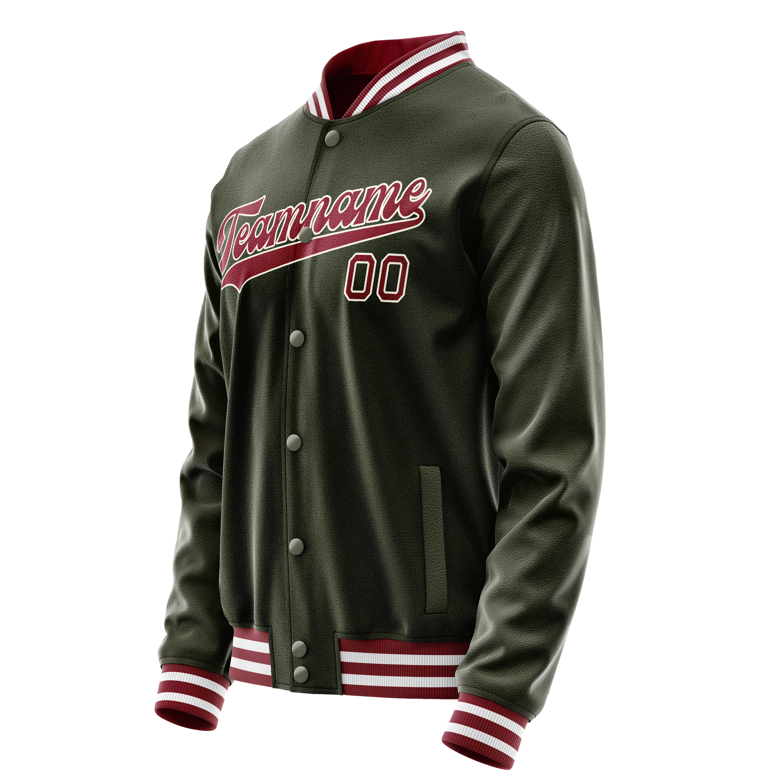 Custom Olive Red Solid Color Varsity Letterman Jacket JA02240617LH303