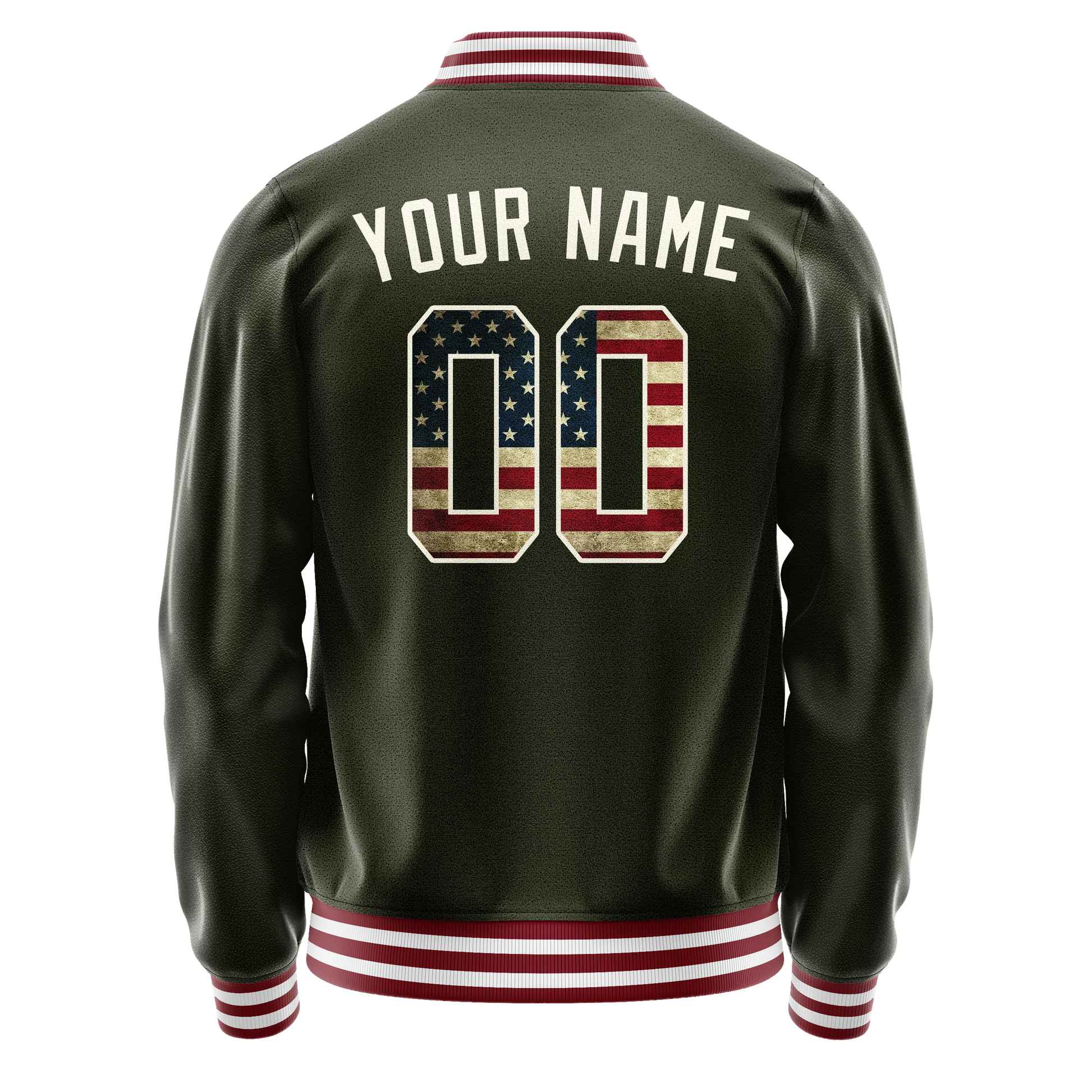 Custom Olive Cream Vintage Usa Flag Varsity Letterman Jacket JA02240617LH304