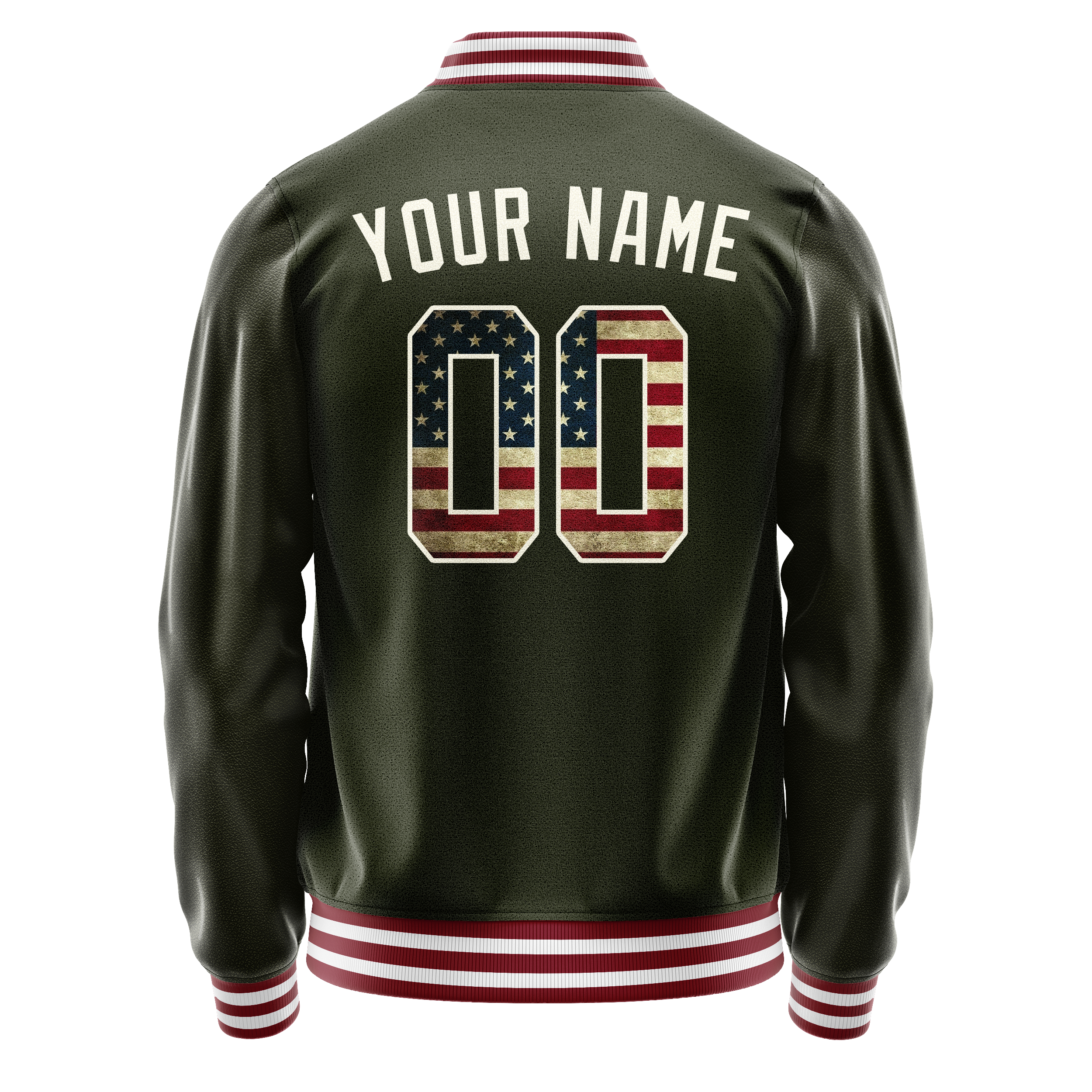 Custom Olive Cream Vintage Usa Flag Varsity Letterman Jacket JA02240617LH304