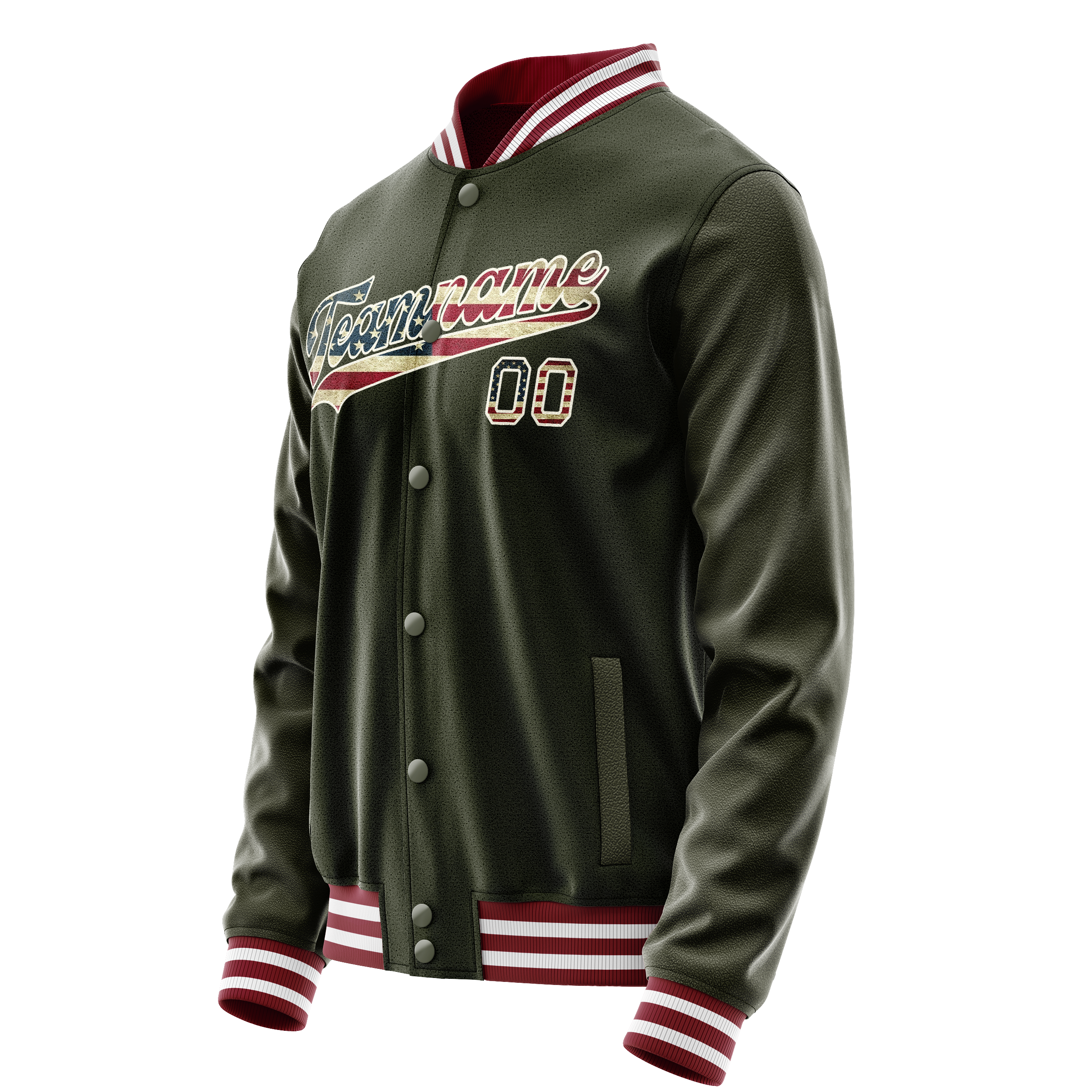 Custom Olive Cream Vintage Usa Flag Varsity Letterman Jacket JA02240617LH304