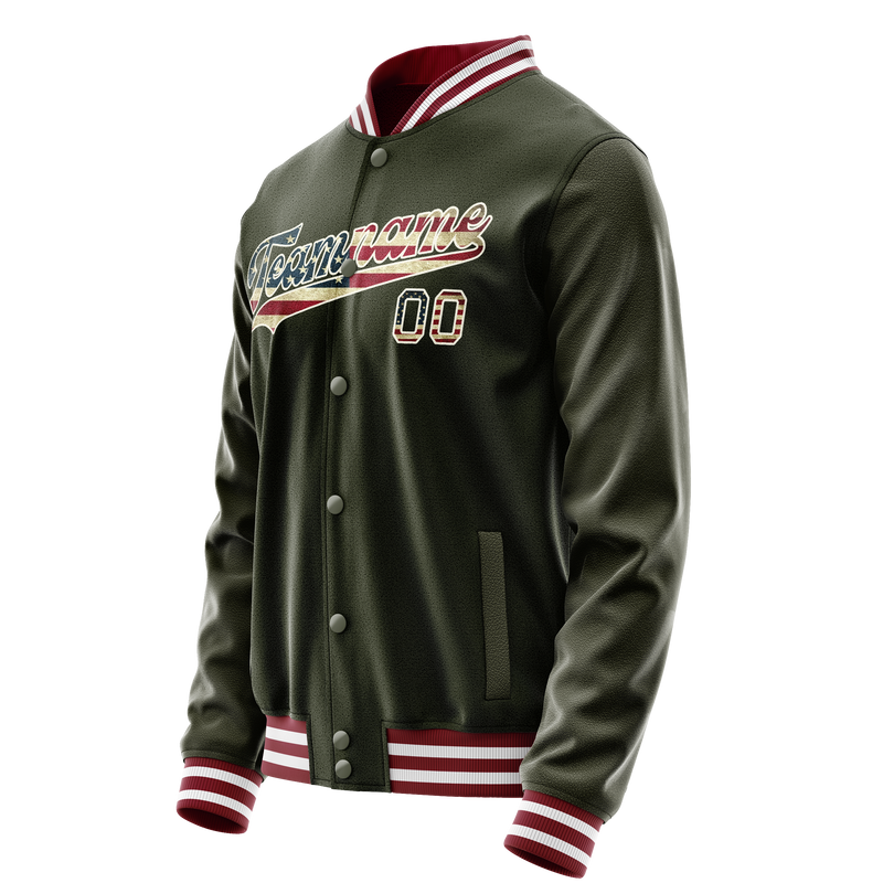 Custom Olive Cream Vintage Usa Flag Varsity Letterman Jacket JA02240617LH304