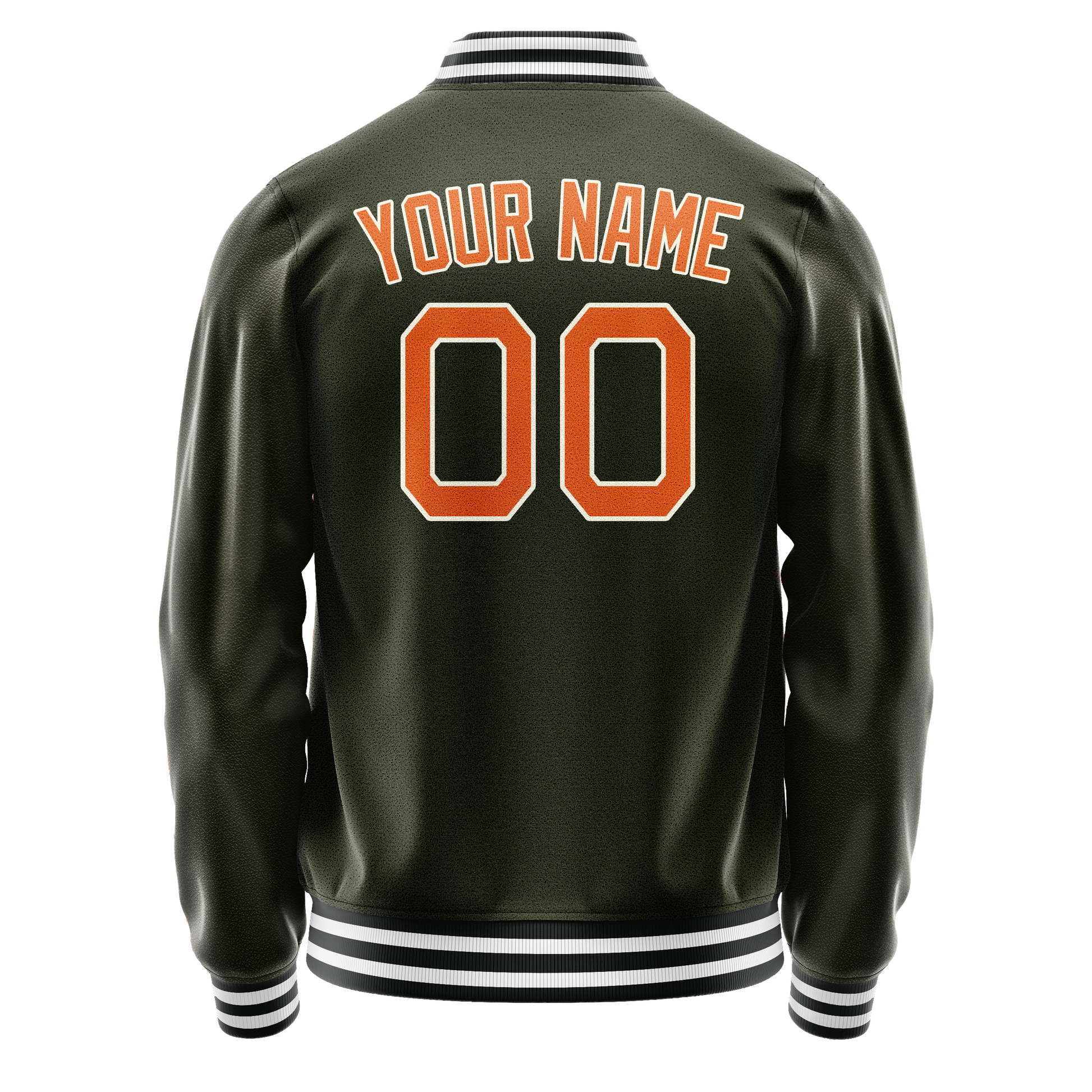 Custom Olive Orange Solid Color Varsity Letterman Jacket JA02240617LH302