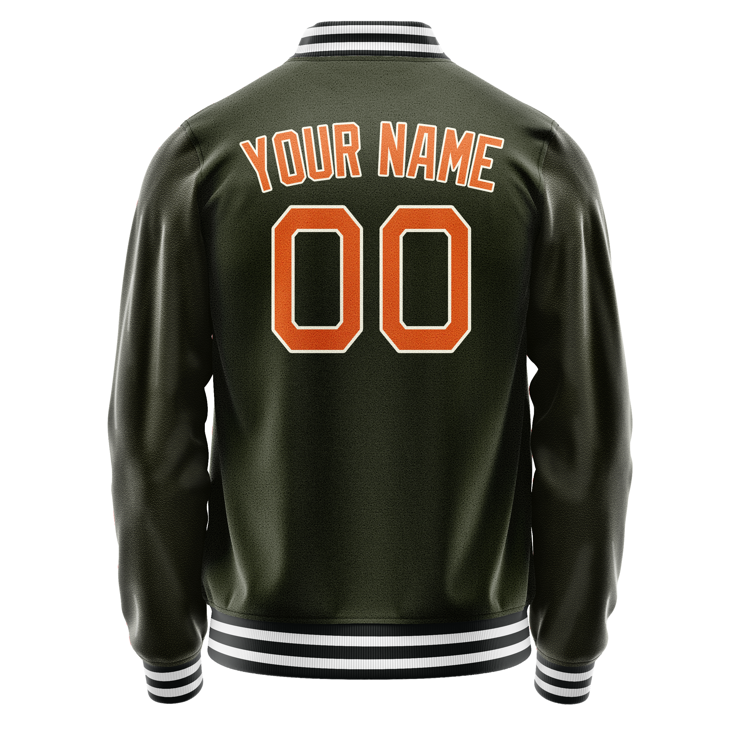 Custom Olive Orange Solid Color Varsity Letterman Jacket JA02240617LH302
