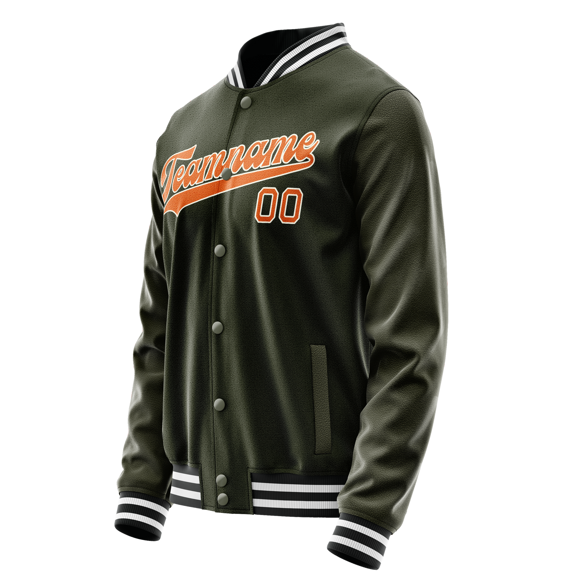 Custom Olive Orange Solid Color Varsity Letterman Jacket JA02240617LH302