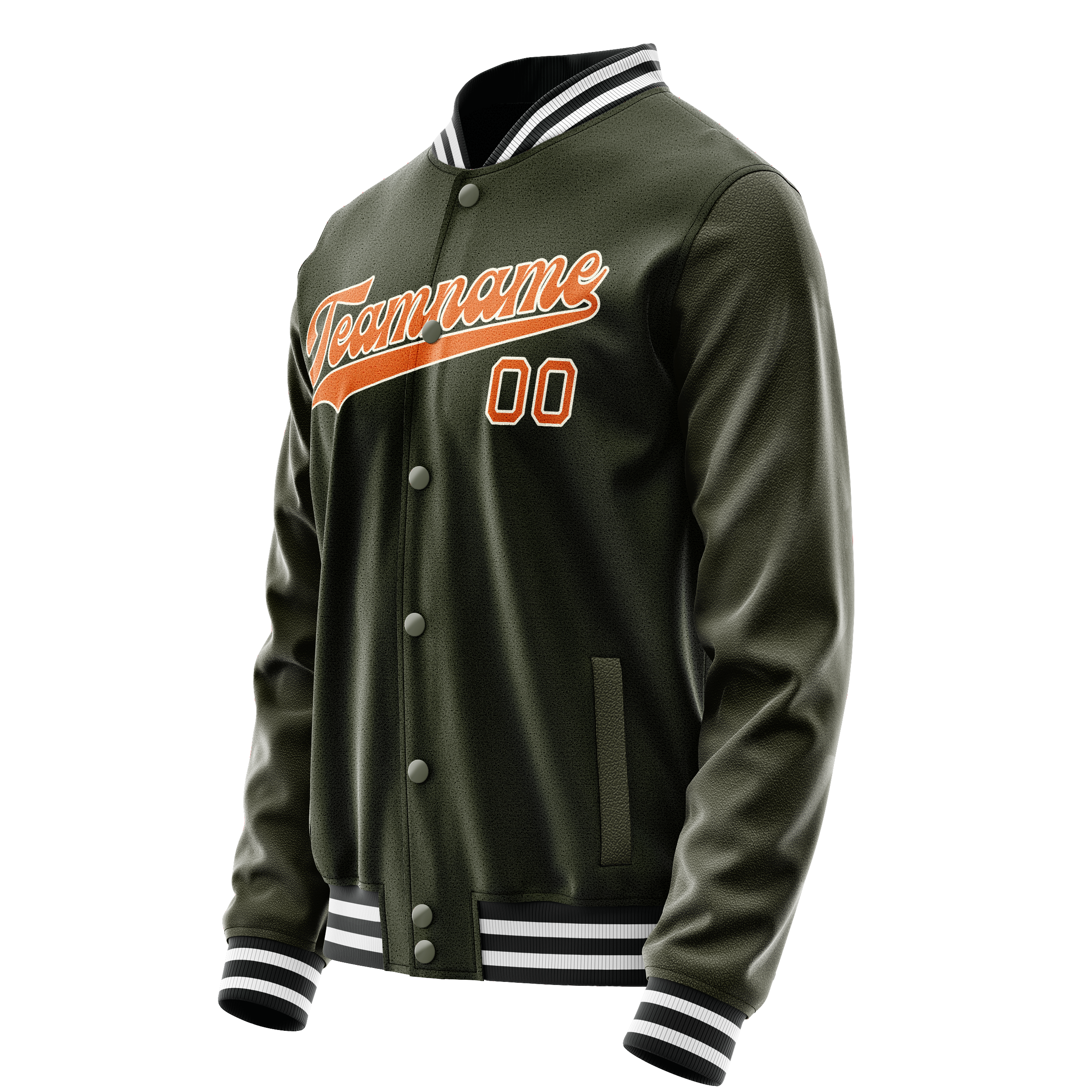 Custom Olive Orange Solid Color Varsity Letterman Jacket JA02240617LH302