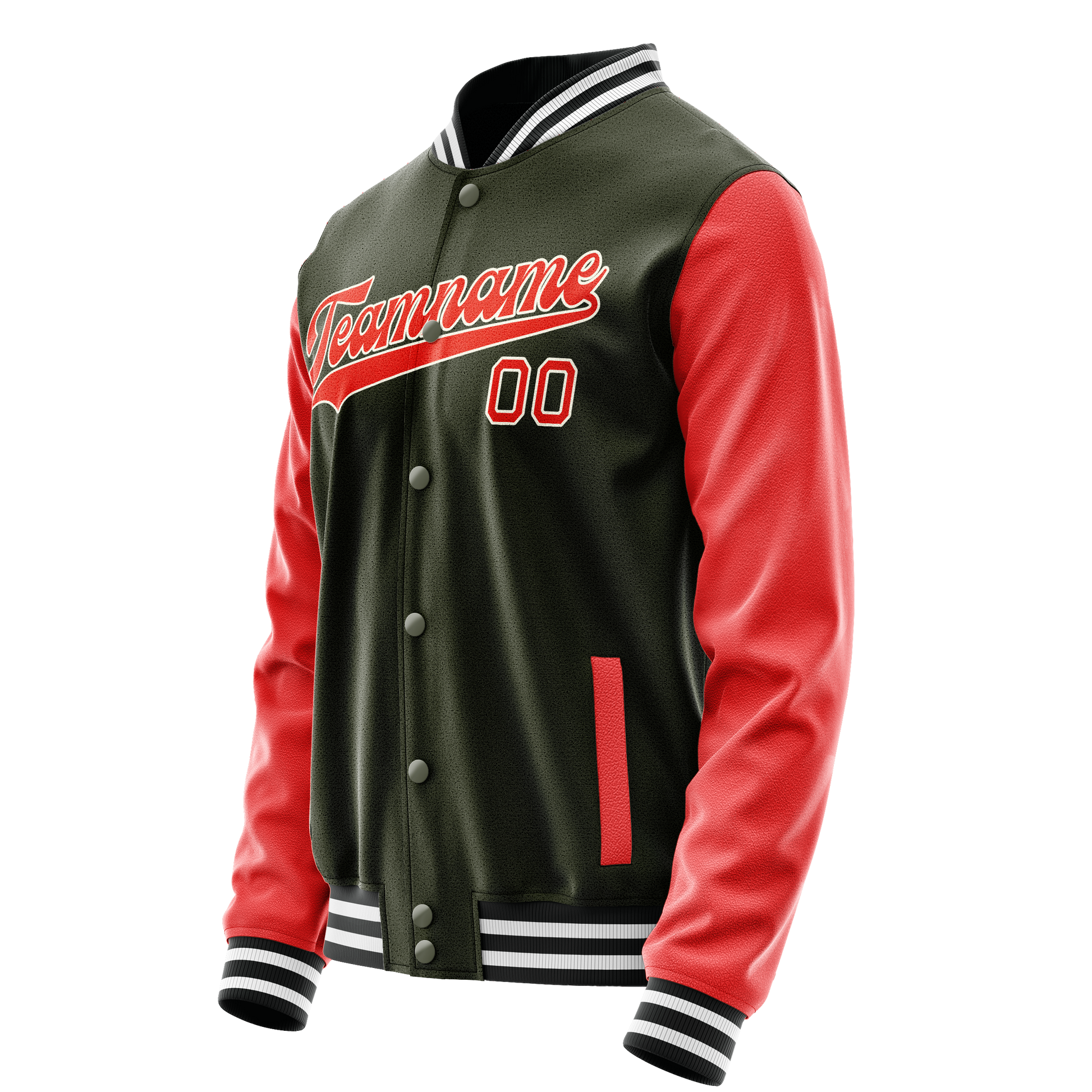 Custom Olive Orange Solid Color Varsity Letterman Jacket JA02240617LH325