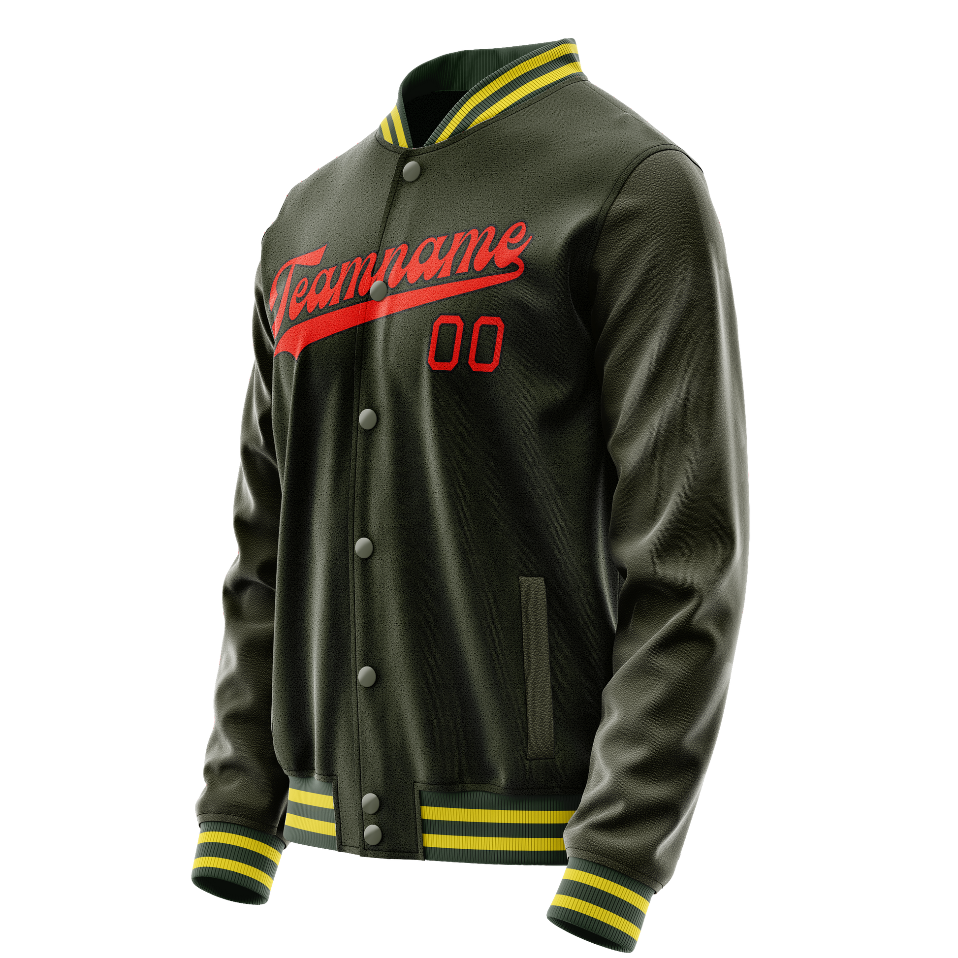 Custom Olive Orange Solid Color Varsity Letterman Jacket JA02240617LH299