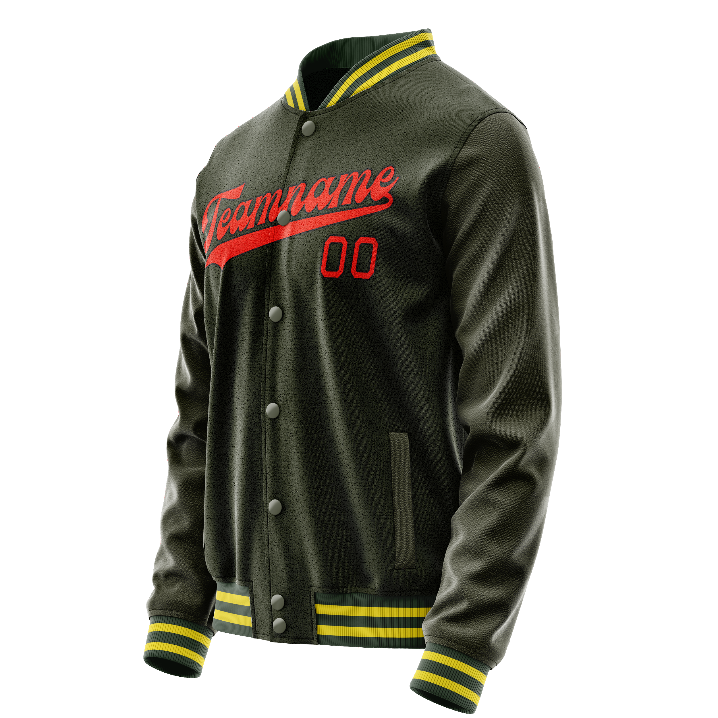 Custom Olive Orange Solid Color Varsity Letterman Jacket JA02240617LH299