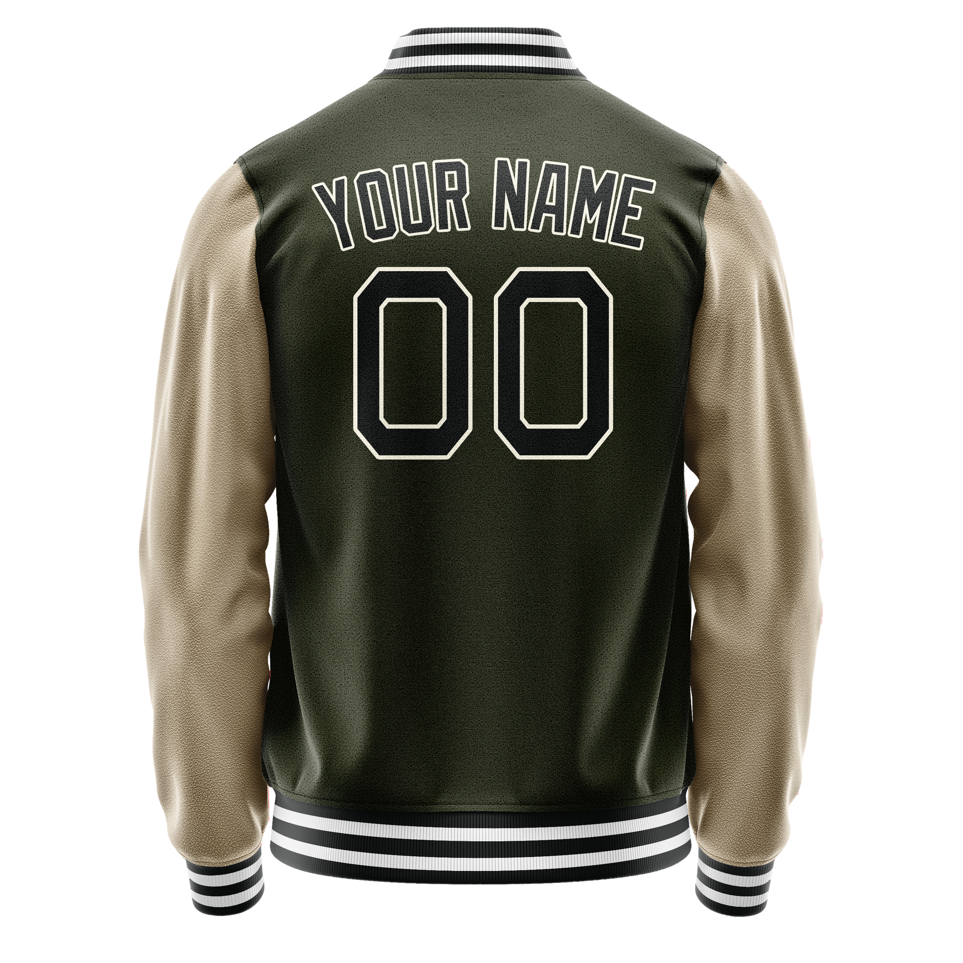 Custom Olive Cream Solid Color Varsity Letterman Jacket JA02240617LH324