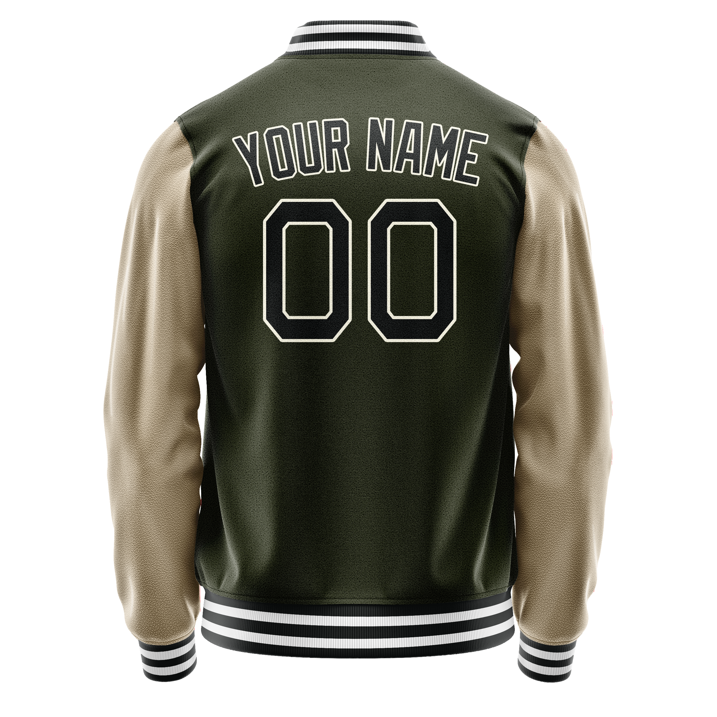 Custom Olive Cream Solid Color Varsity Letterman Jacket JA02240617LH324