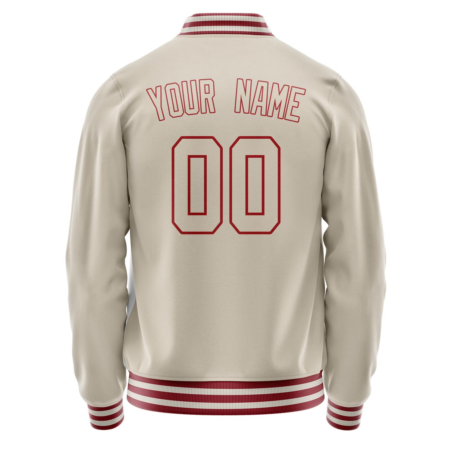Custom Cream Red Solid Color Varsity Letterman Jacket JA02240617JC089