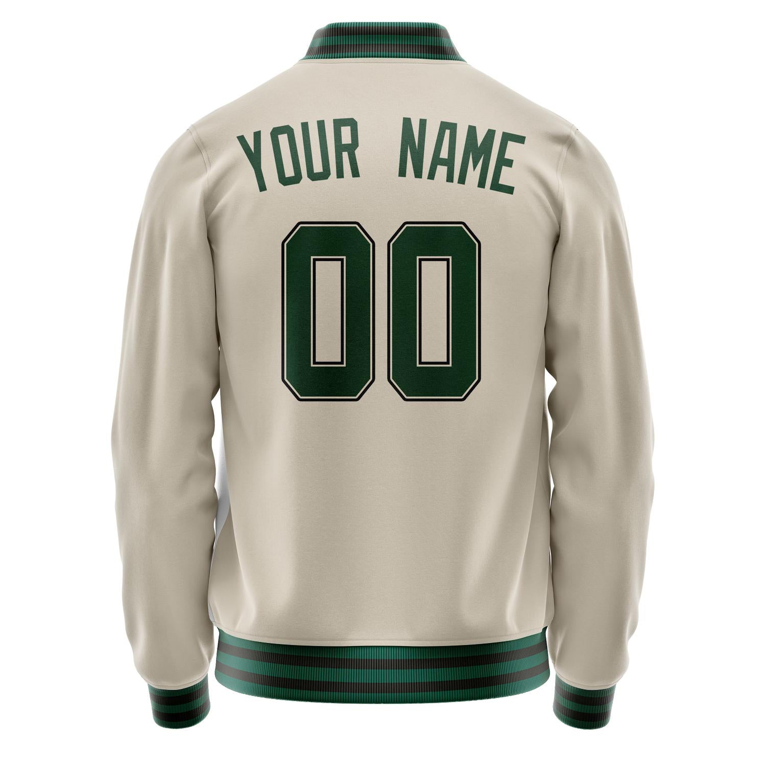 Custom Cream Kelly-Green Solid Color Varsity Letterman Jacket JA02240617JC100