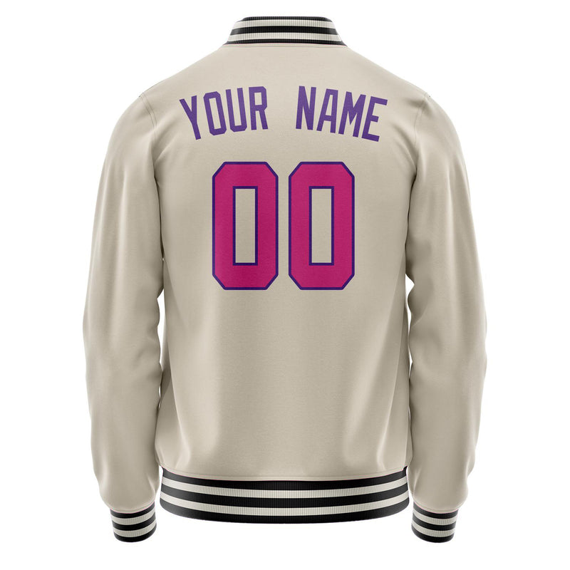 Custom Cream Purple Solid Color Varsity Letterman Jacket JA02240617JC104