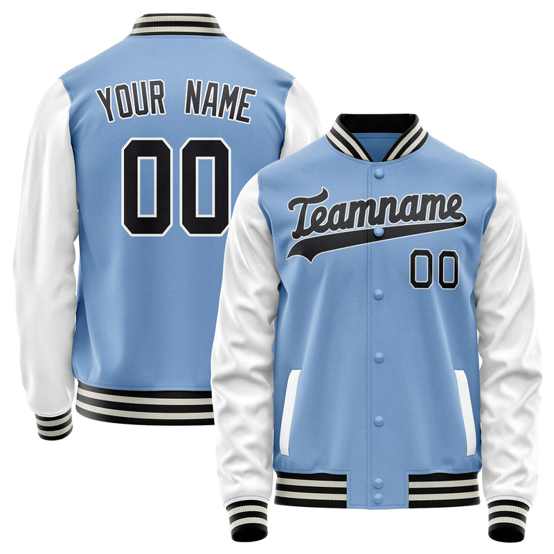 Custom Light-Blue White Solid Color Varsity Letterman Jacket JA02240617JC239
