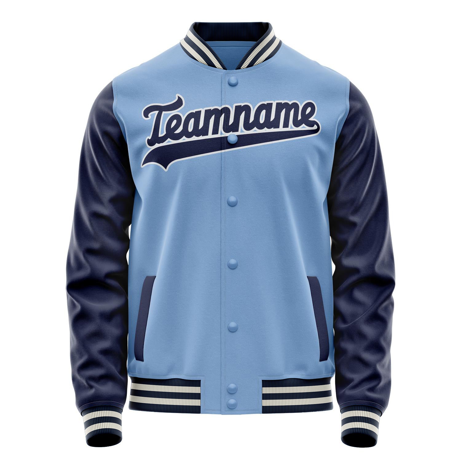 Custom Light-Blue Navy Solid Color Varsity Letterman Jacket JA02240617JC245