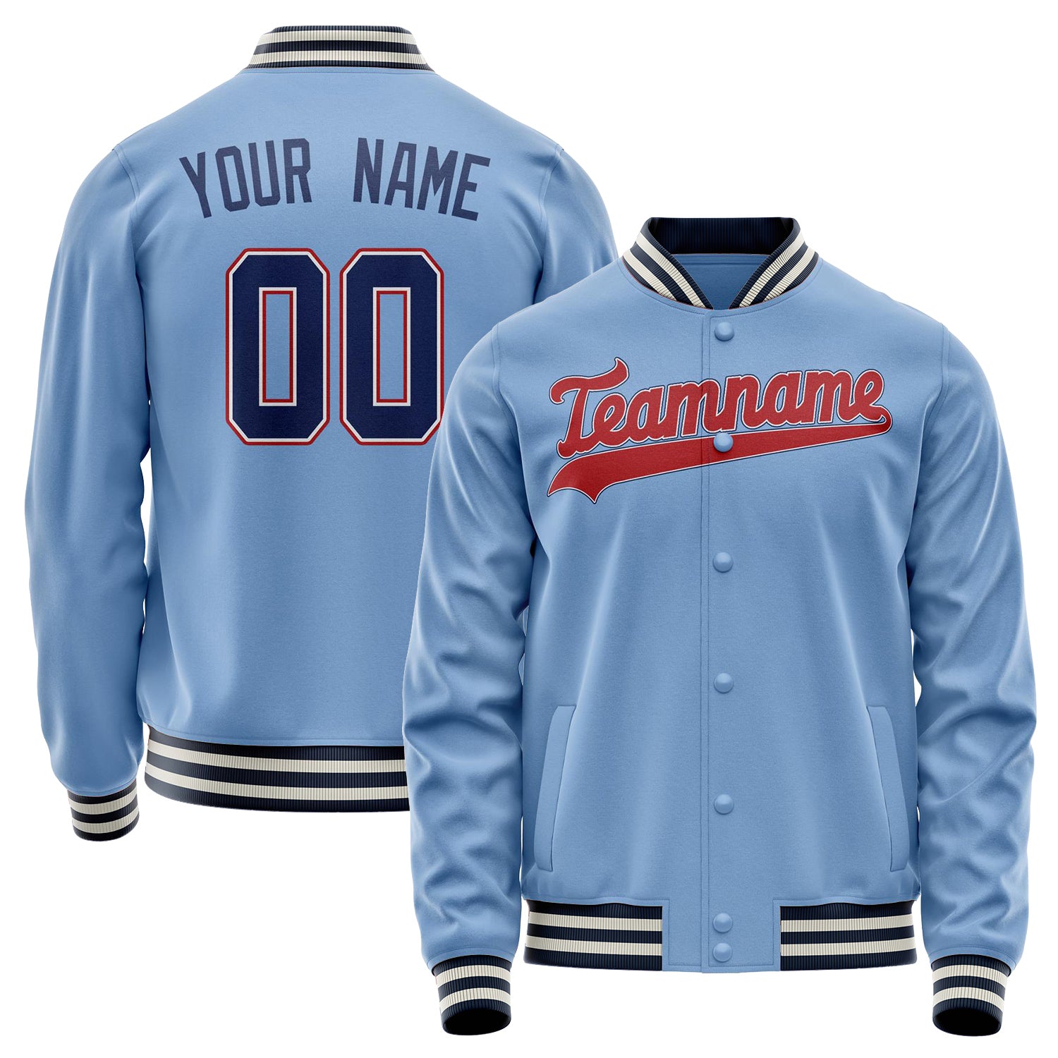 Custom Light-Blue Royal Solid Color Varsity Letterman Jacket JA02240617JC248
