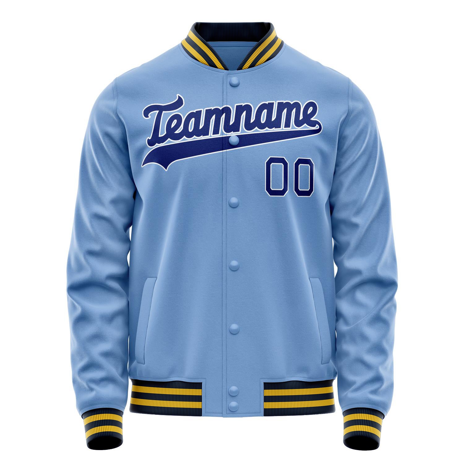 Custom Light-Blue Royal Solid Color Varsity Letterman Jacket JA02240617JC252