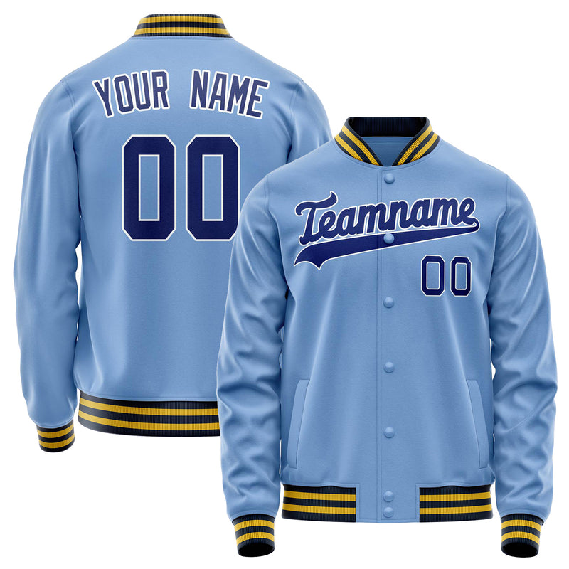 Custom Light-Blue Royal Solid Color Varsity Letterman Jacket JA02240617JC252